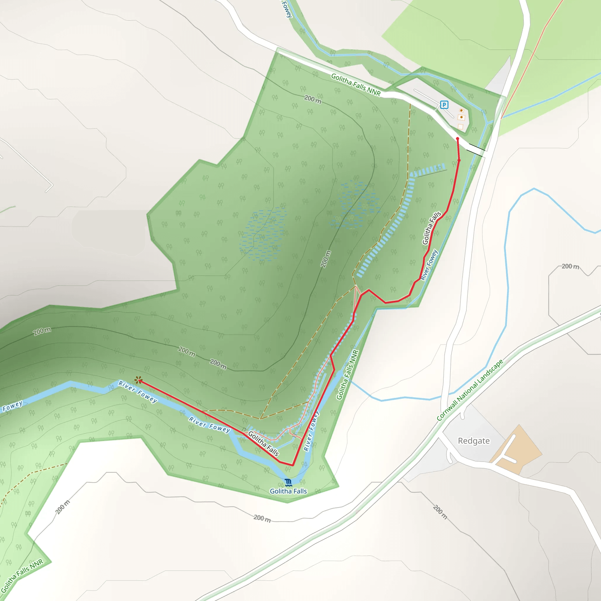 Golitha Falls Walk mobile static map