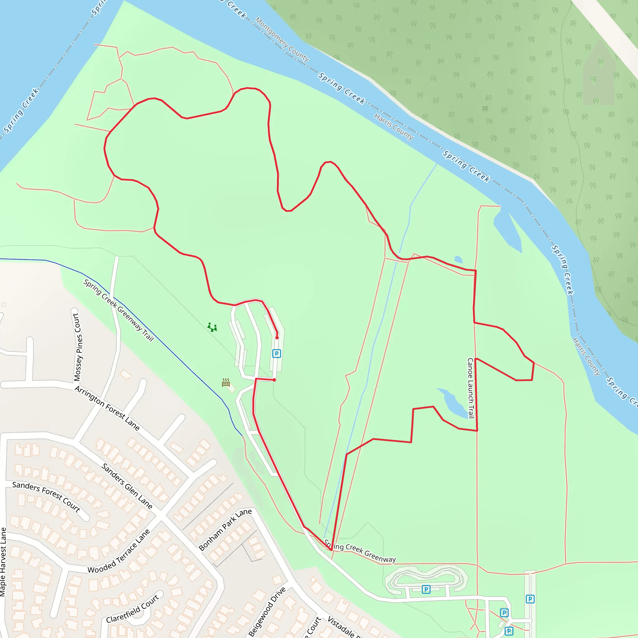 Jesse H Jones Park and Nature Center Loop mobile static map