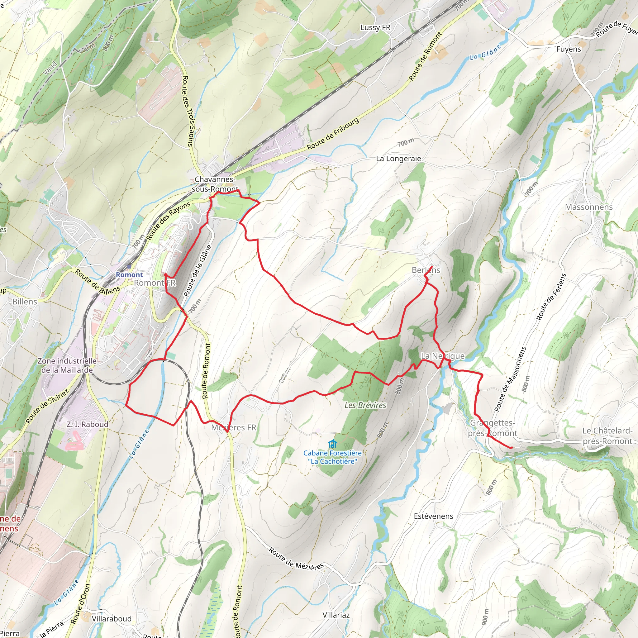 Sentier du Vitrail de Romont mobile static map