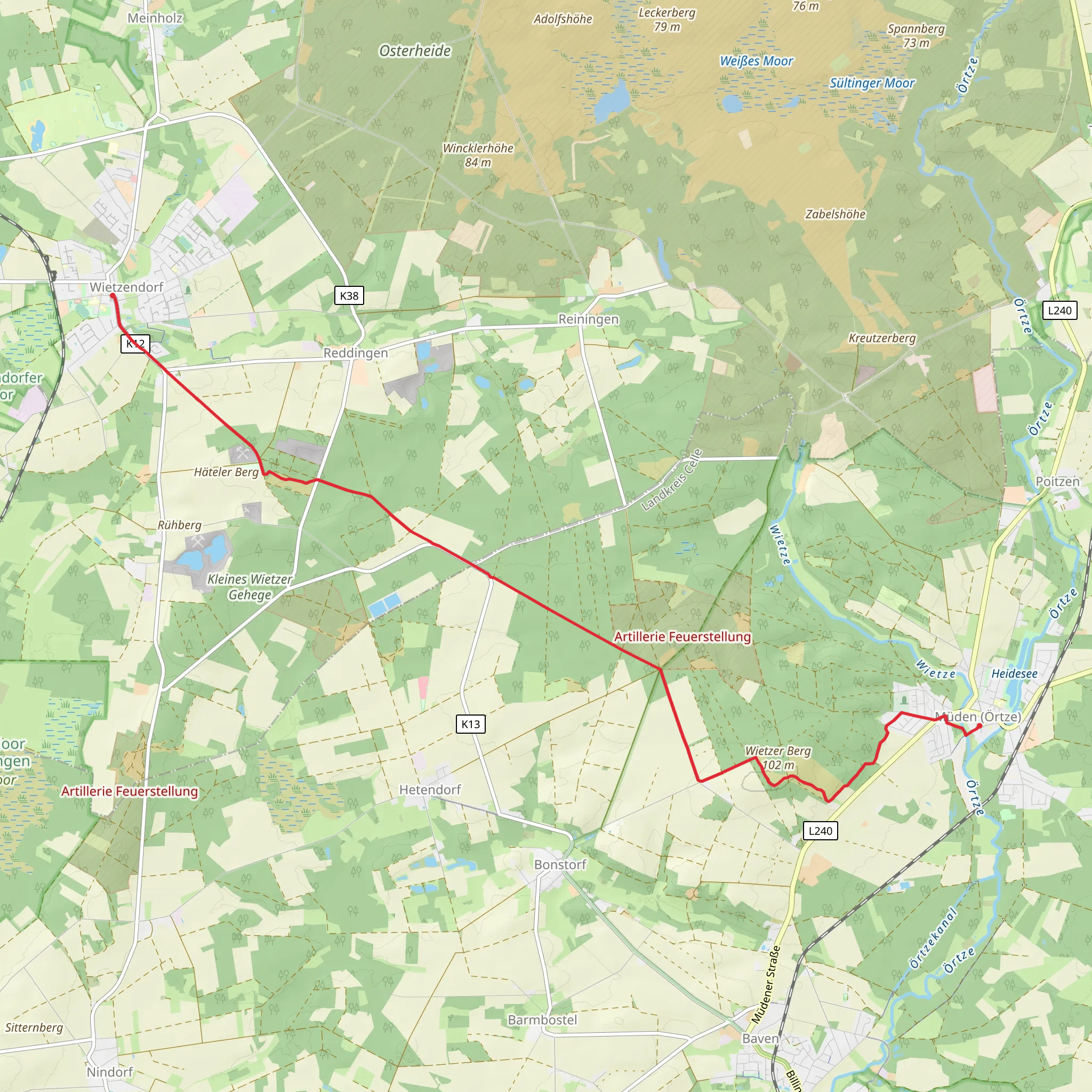Wietzendorf to Müden Walk via Heideschleife Müden mobile static map