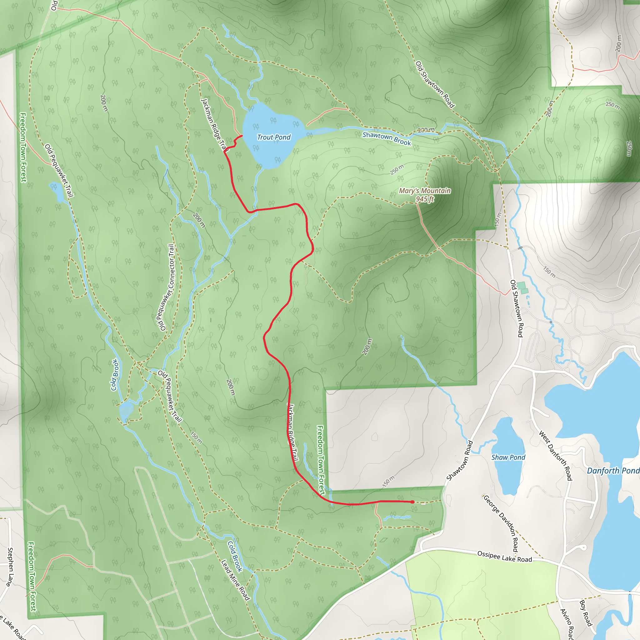 Freedom Town Forest - Trout Pond Trail mobile static map