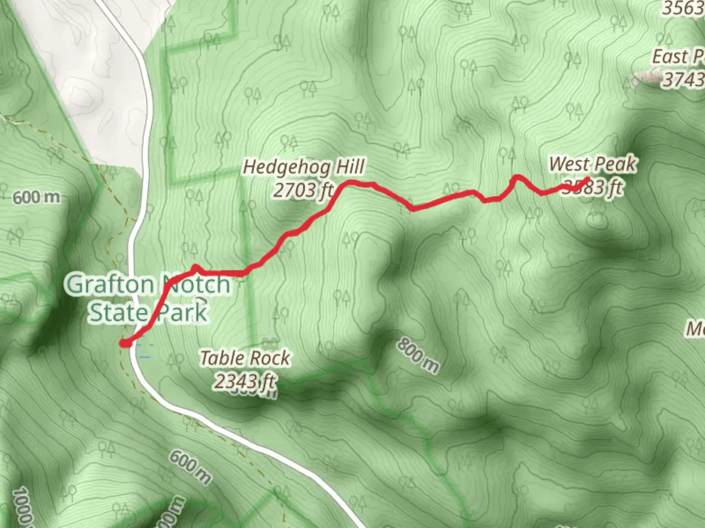 An image depicting the trail West Peak via Grafton Loop Trail and its surrounding area.