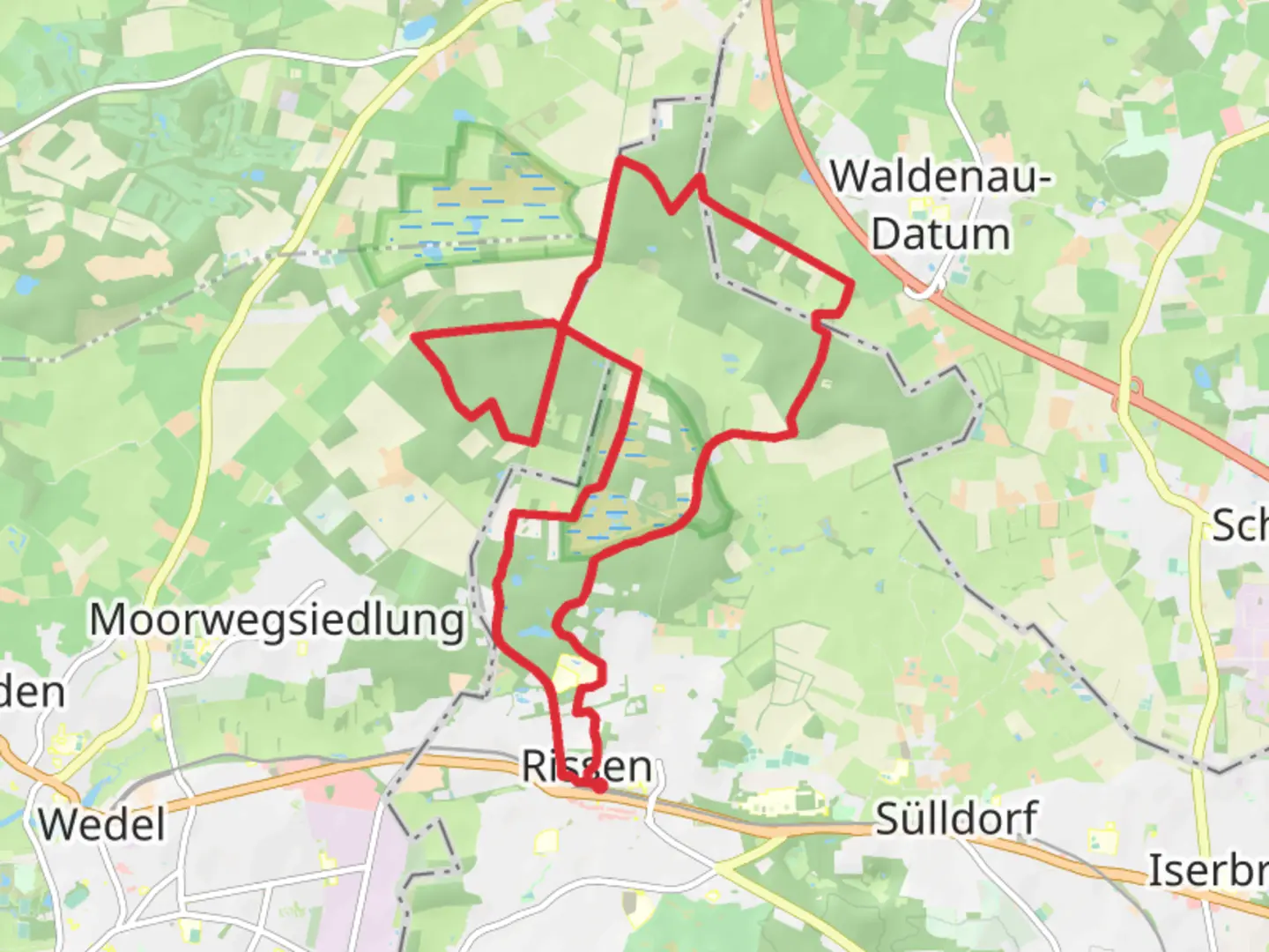 An image depicting the trail Buttermoor and Schnaakenmoor Loop and its surrounding area.
