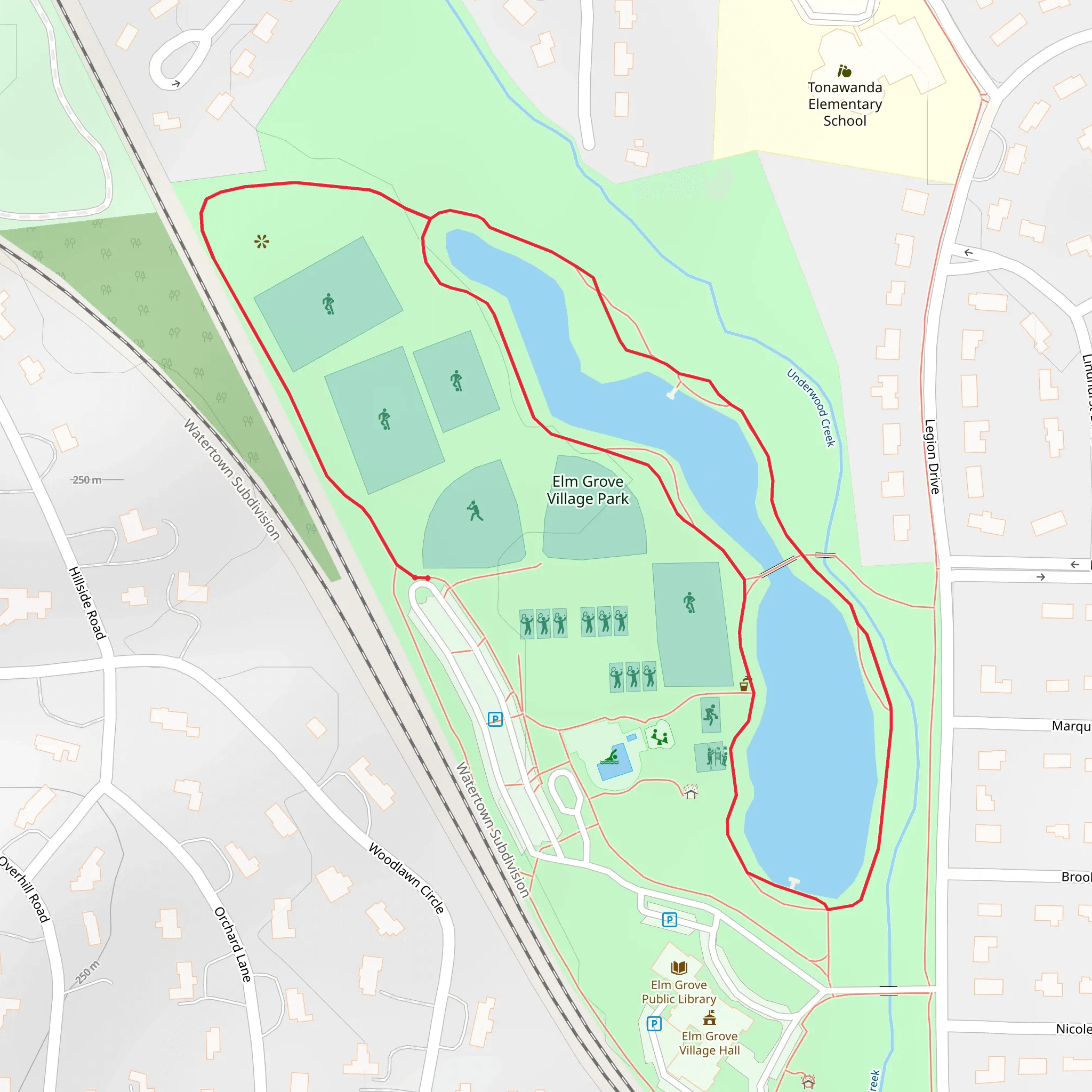 Elm Grove Village Park Loop mobile static map
