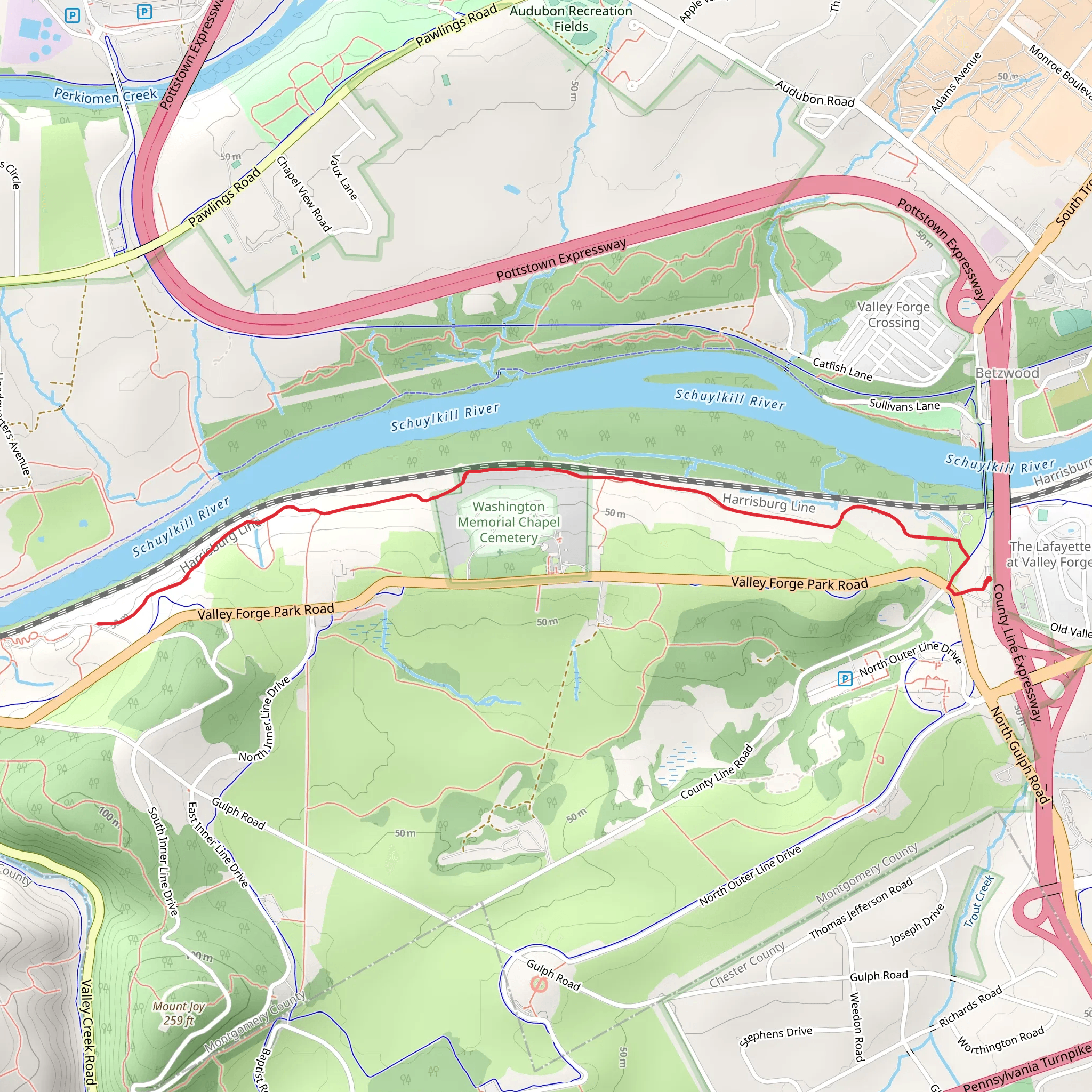 Chapel Trail - Washington Memorial Chapel Cemetery mobile static map