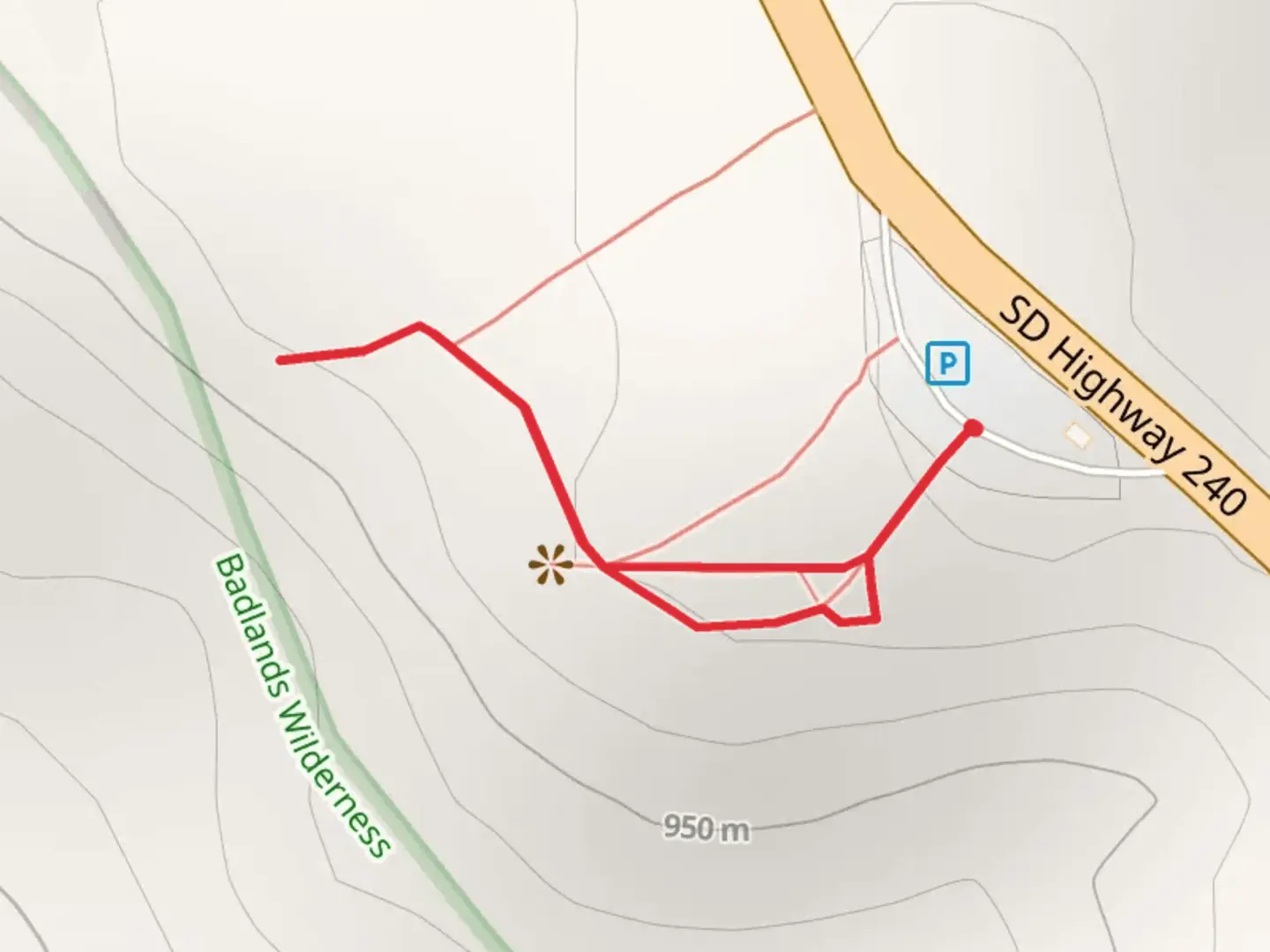 An image depicting the trail Badlands Loop Road and its surrounding area.