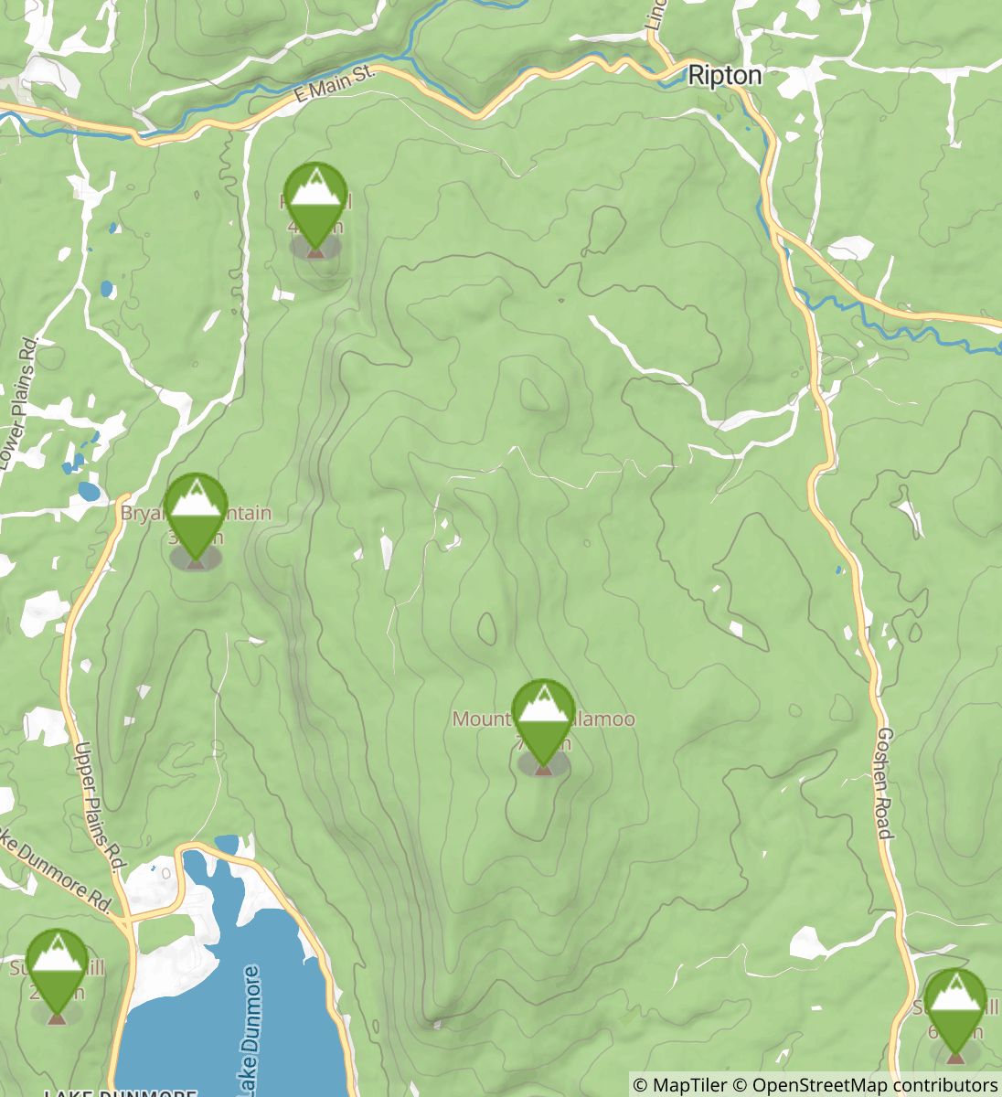 Mount Moosalamoo via Oak Ridge Trail peak map