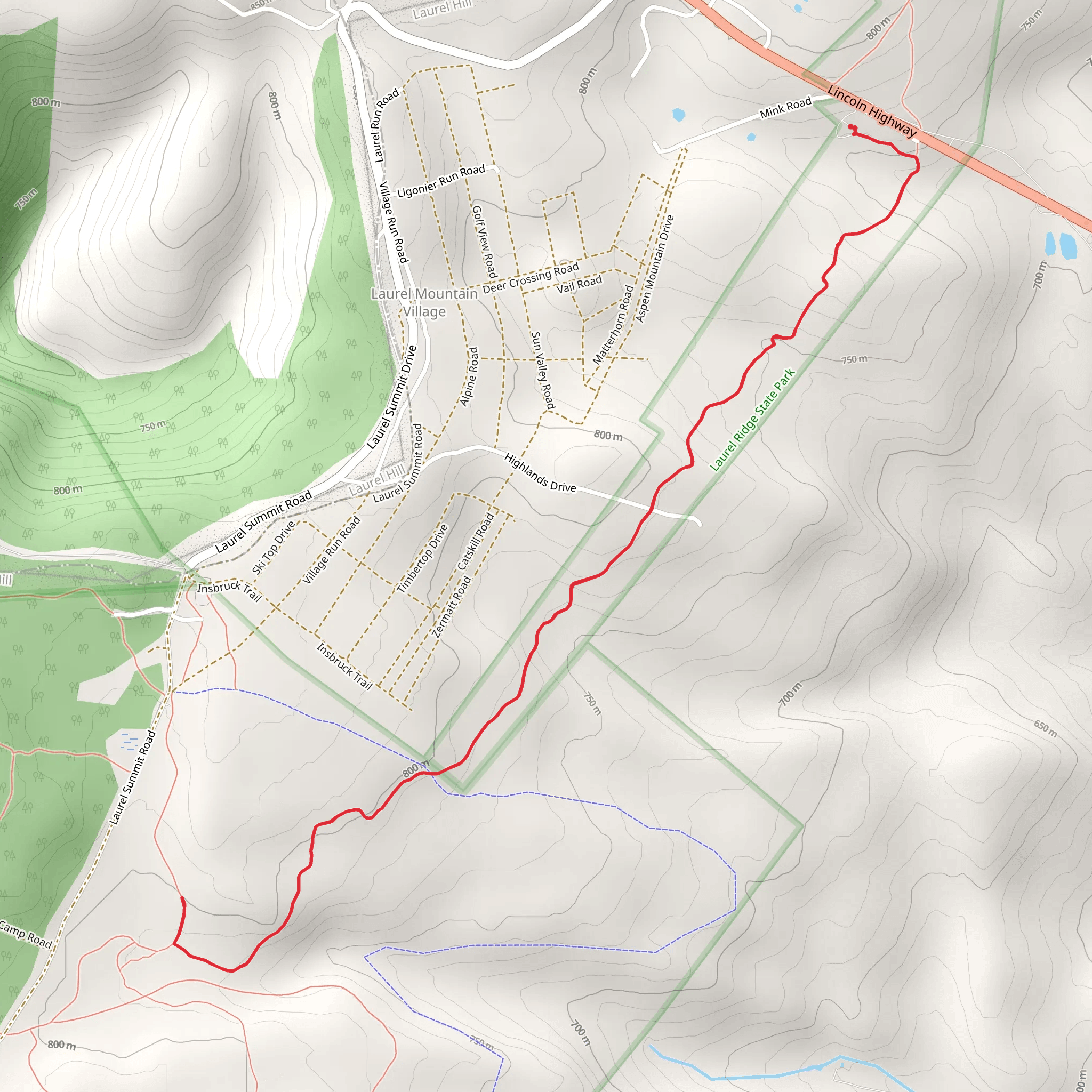Laurel Highlands Trail mobile static map