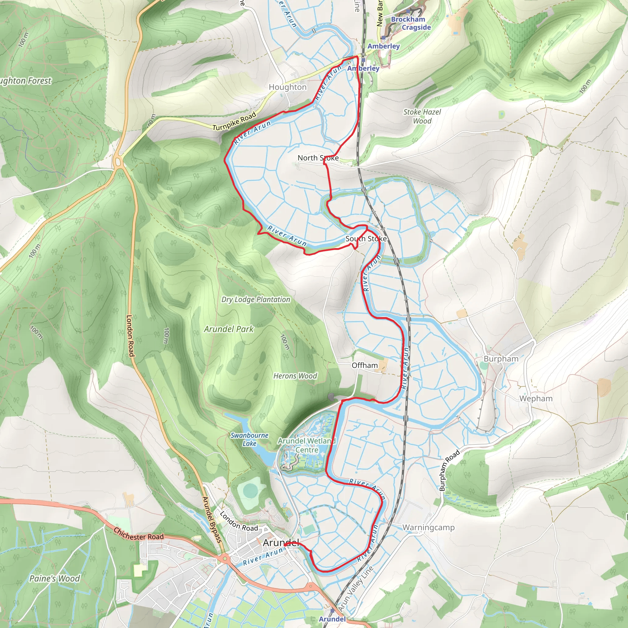 North Stoke Loop via River Arun mobile static map