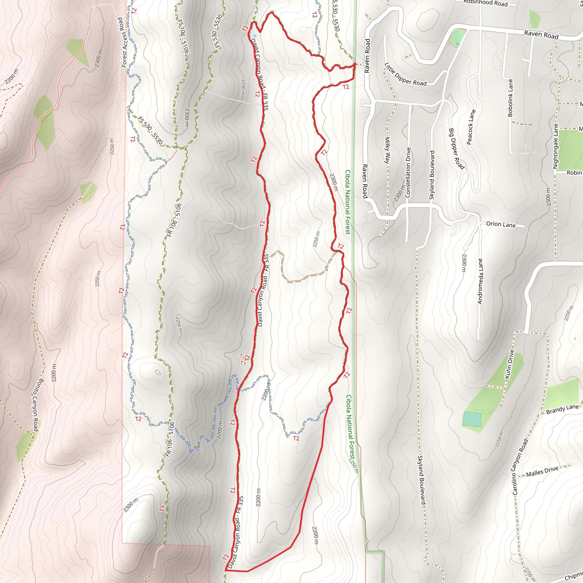 Wild Turkey, David Canyon Road and Turkey Trot Loop mobile static map