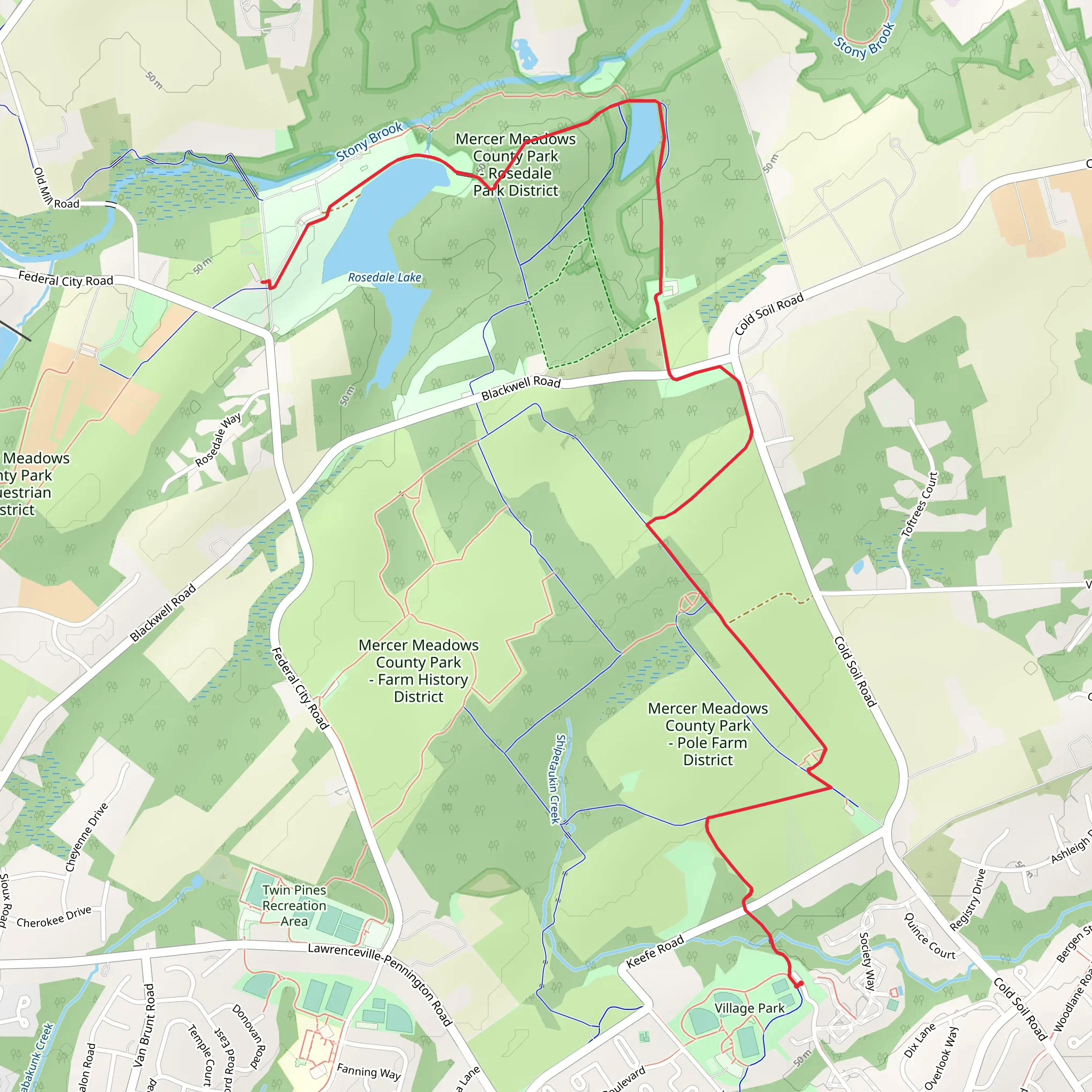 Rosedale Lake via Lawrence Hopewell Trail mobile static map