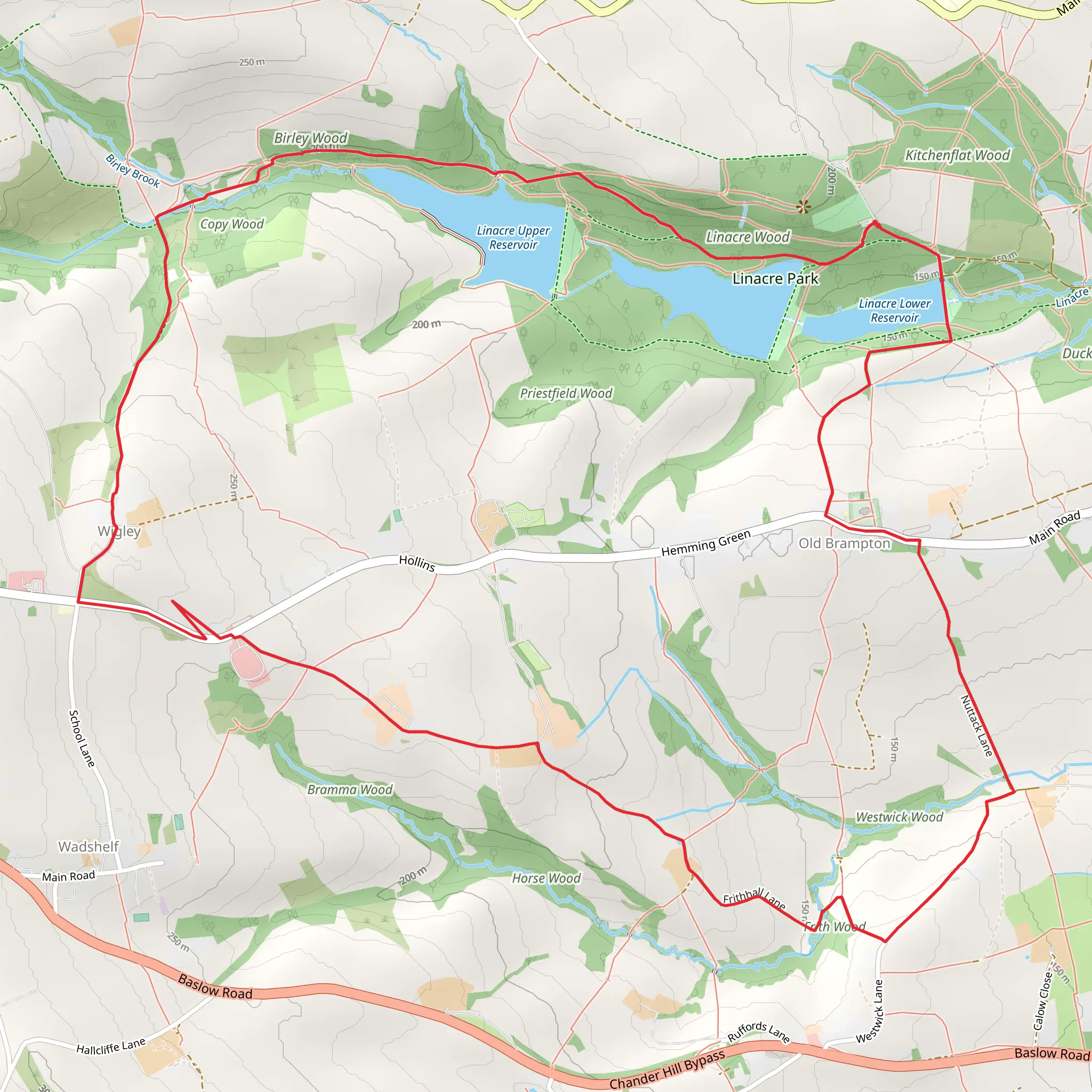Linacre Reservoir Walking Route mobile static map