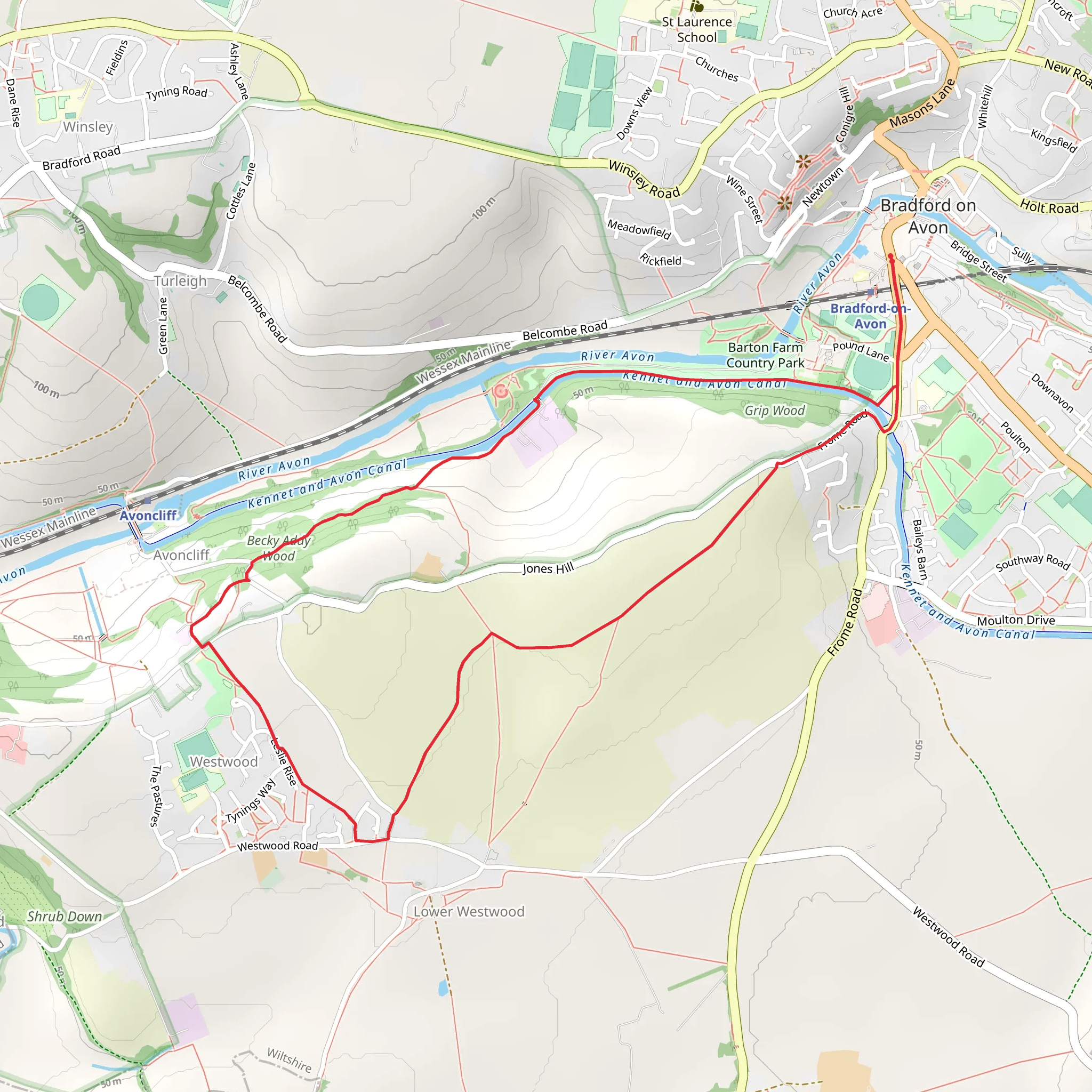 Barton Farm Country Park Loop mobile static map
