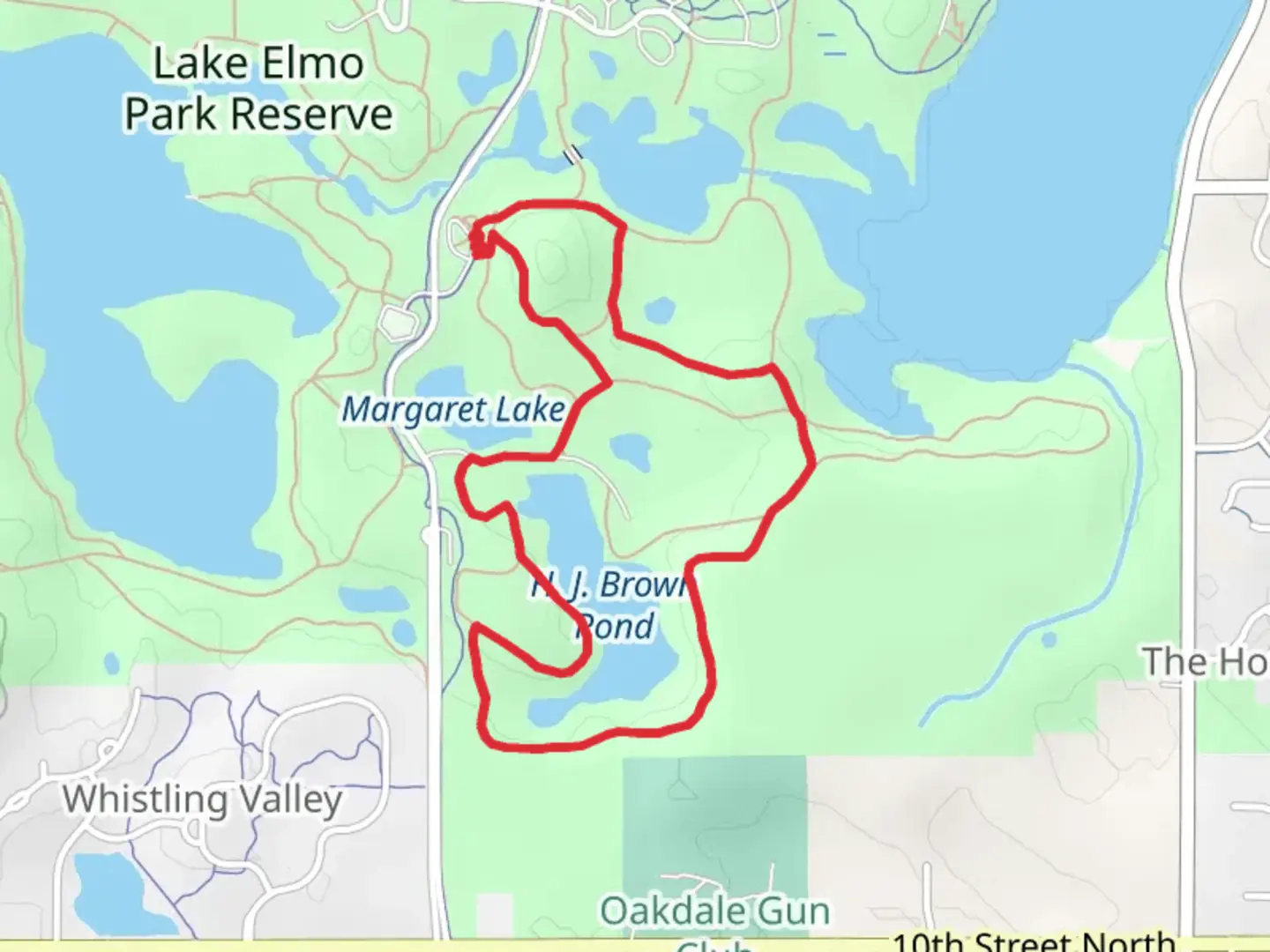 An image depicting the trail Lake Elmo and Brown's Pond Loop Trail and its surrounding area.