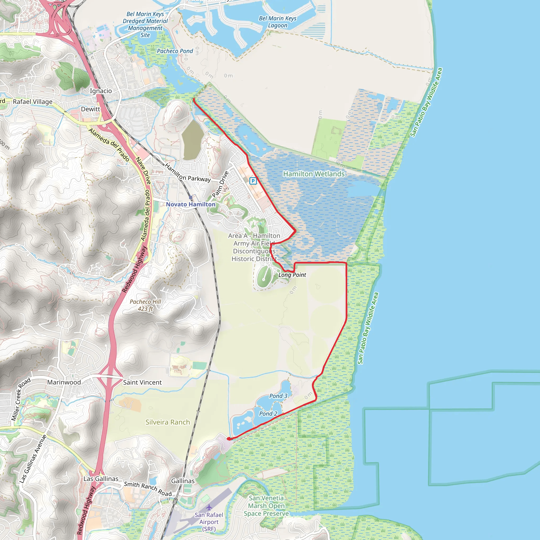 San Francisco Bay Trail and Hamilton Field Path mobile static map