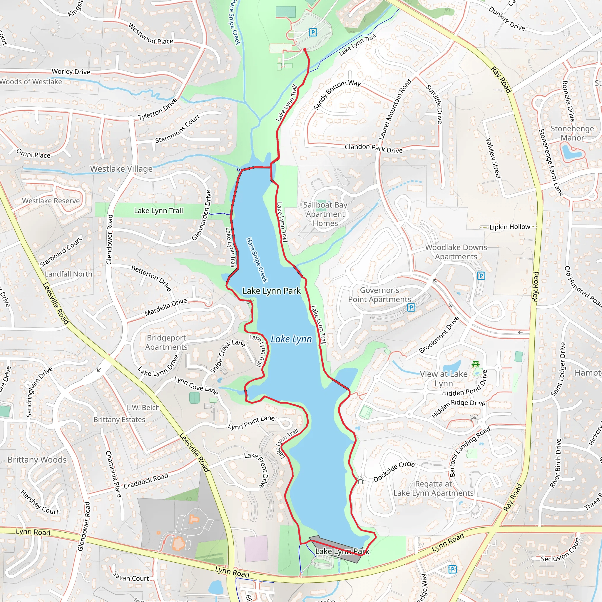 Lake Lynn Loop Trail mobile static map
