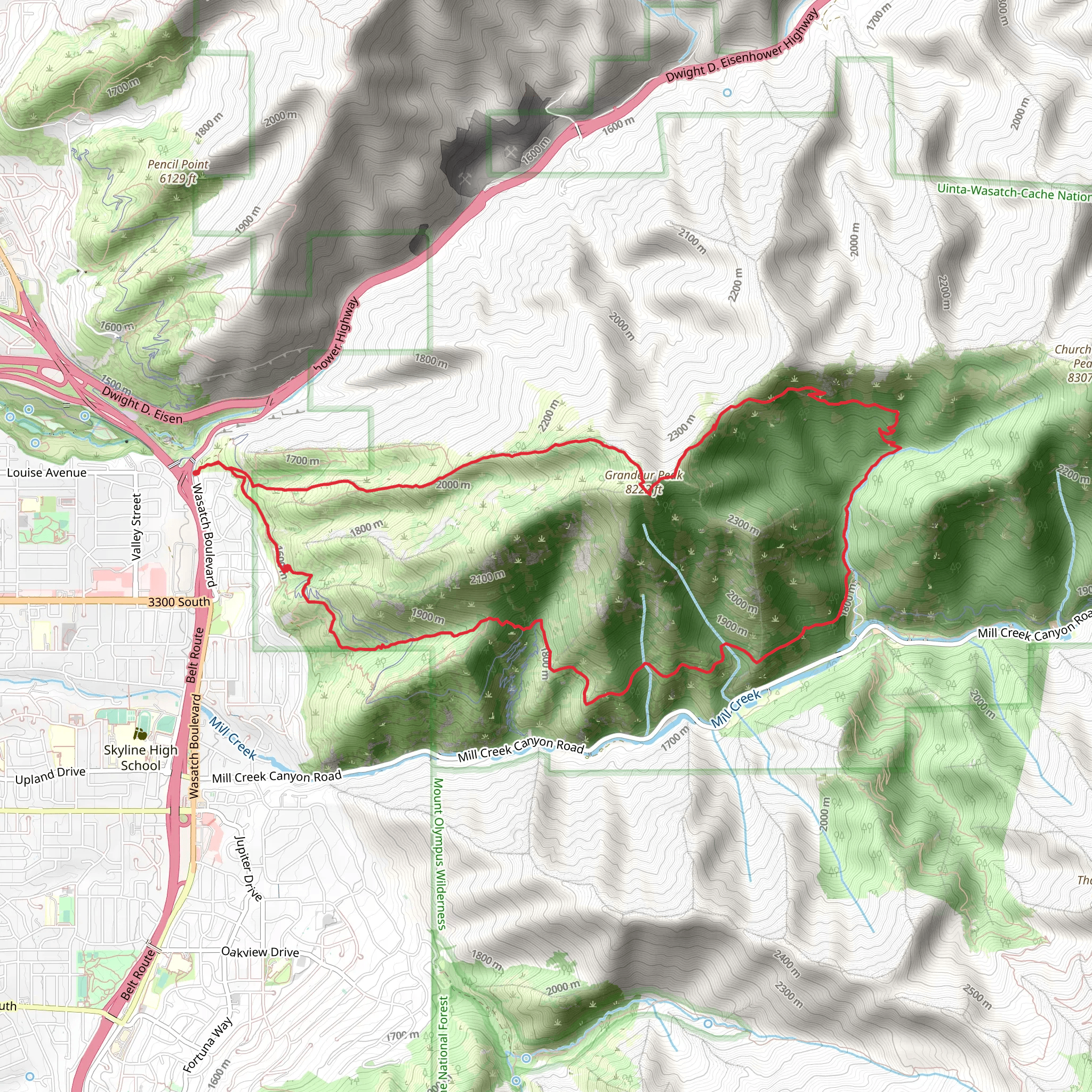 Grandeur Peak West and Pipeline Trail mobile static map