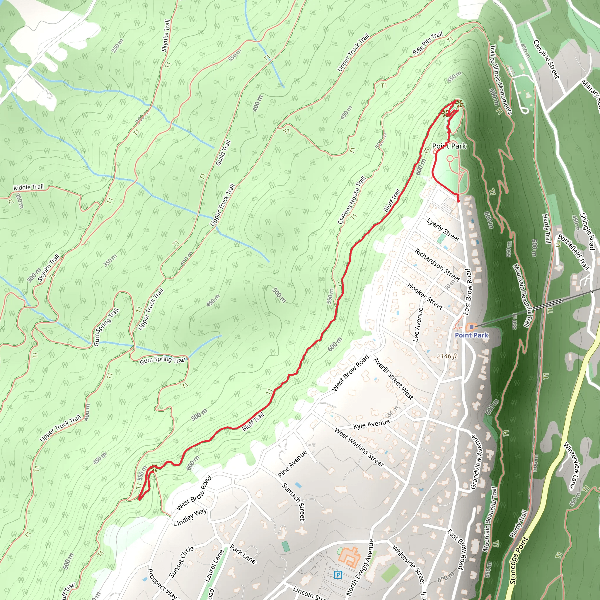 Point Park to Sunset Rock mobile static map