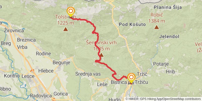 The Slovene Mountain Trail stage 13 Map