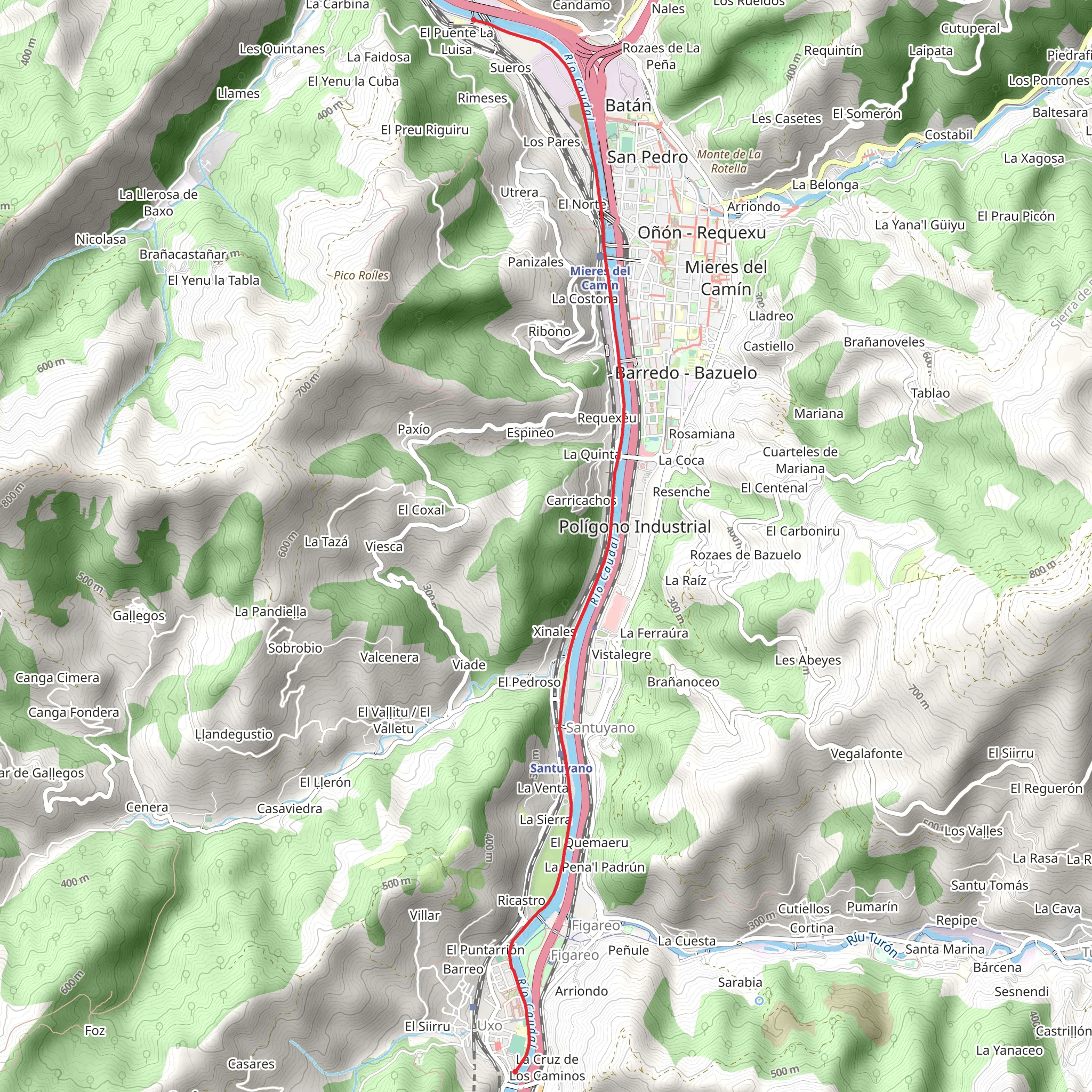 Caudal river route mobile static map