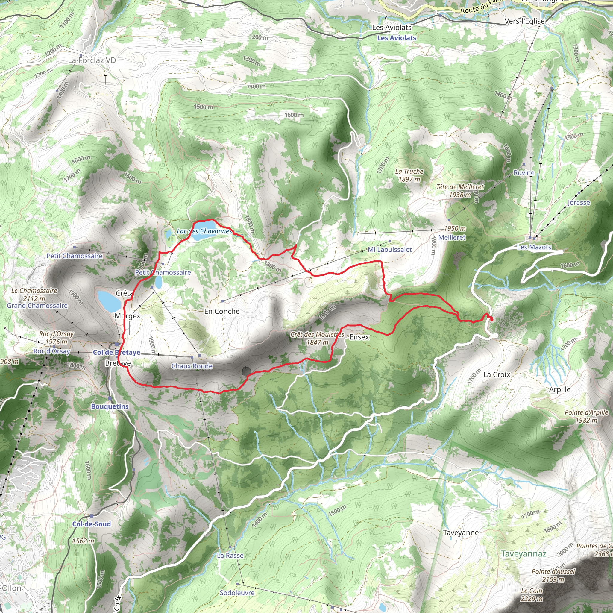 Lac des Chavonnes and Lac Noir Loop mobile static map