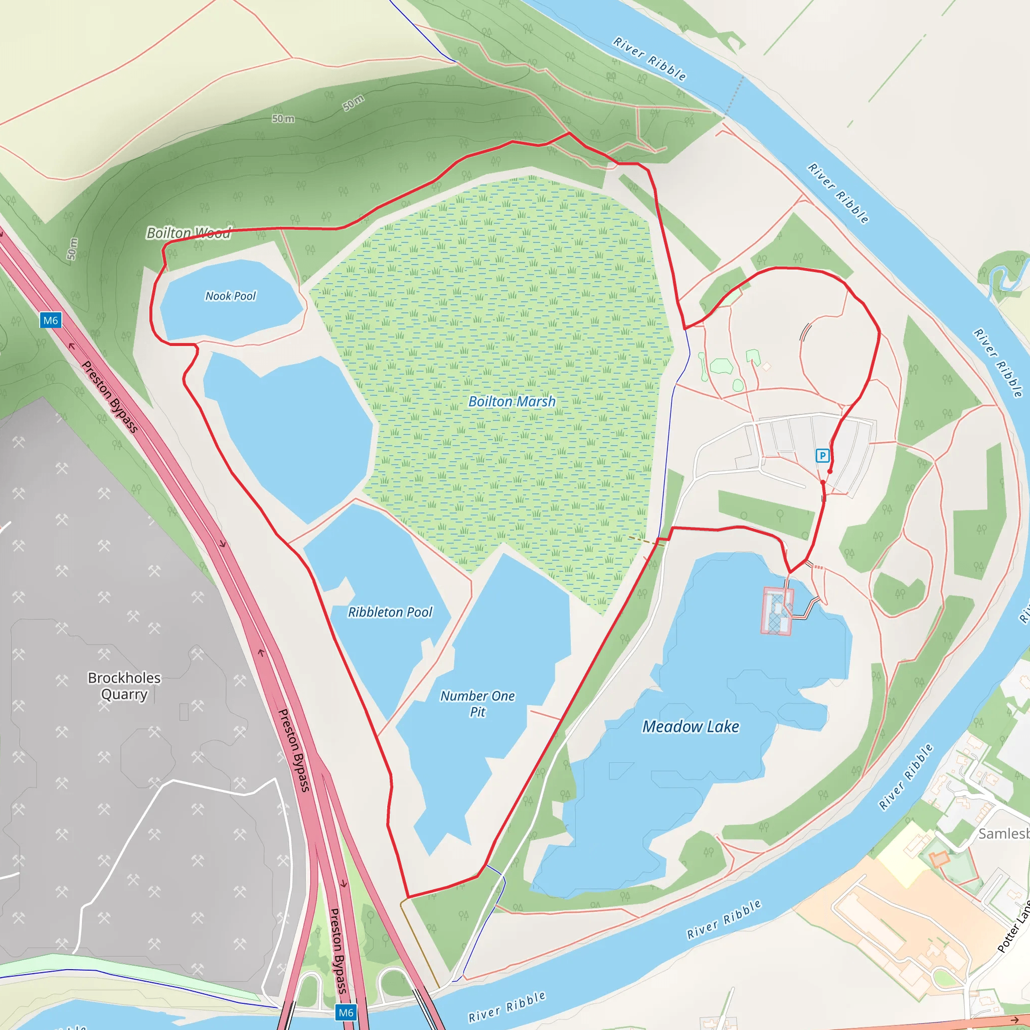 Brockholes Nature Reserve Loop mobile static map