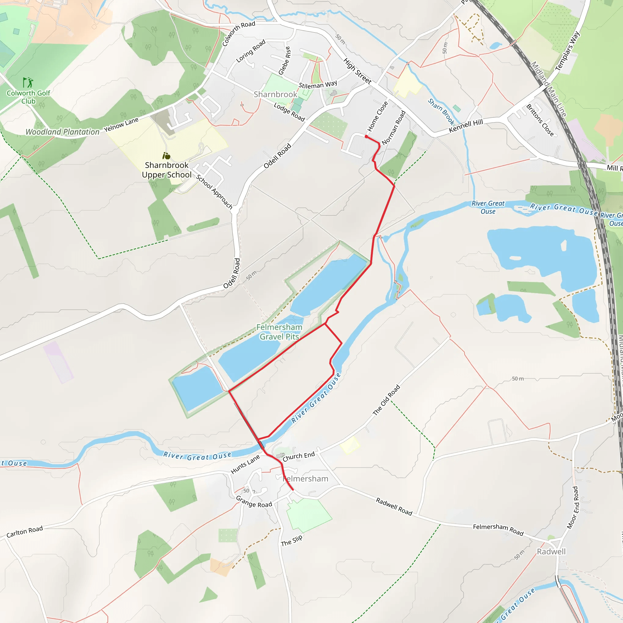 Sharnbrook Loop mobile static map