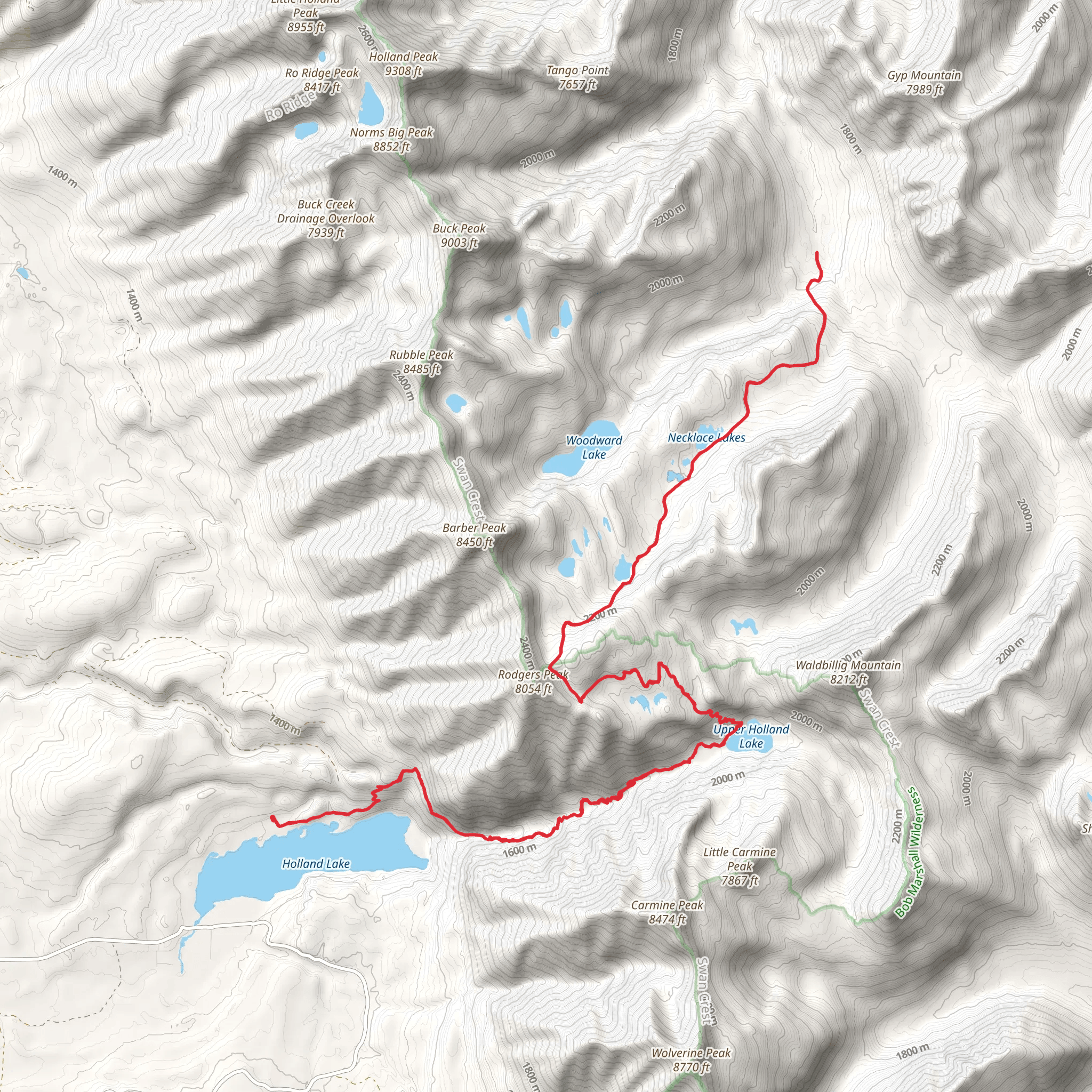 Sapphire - Smokey Trail via Holland Lake mobile static map