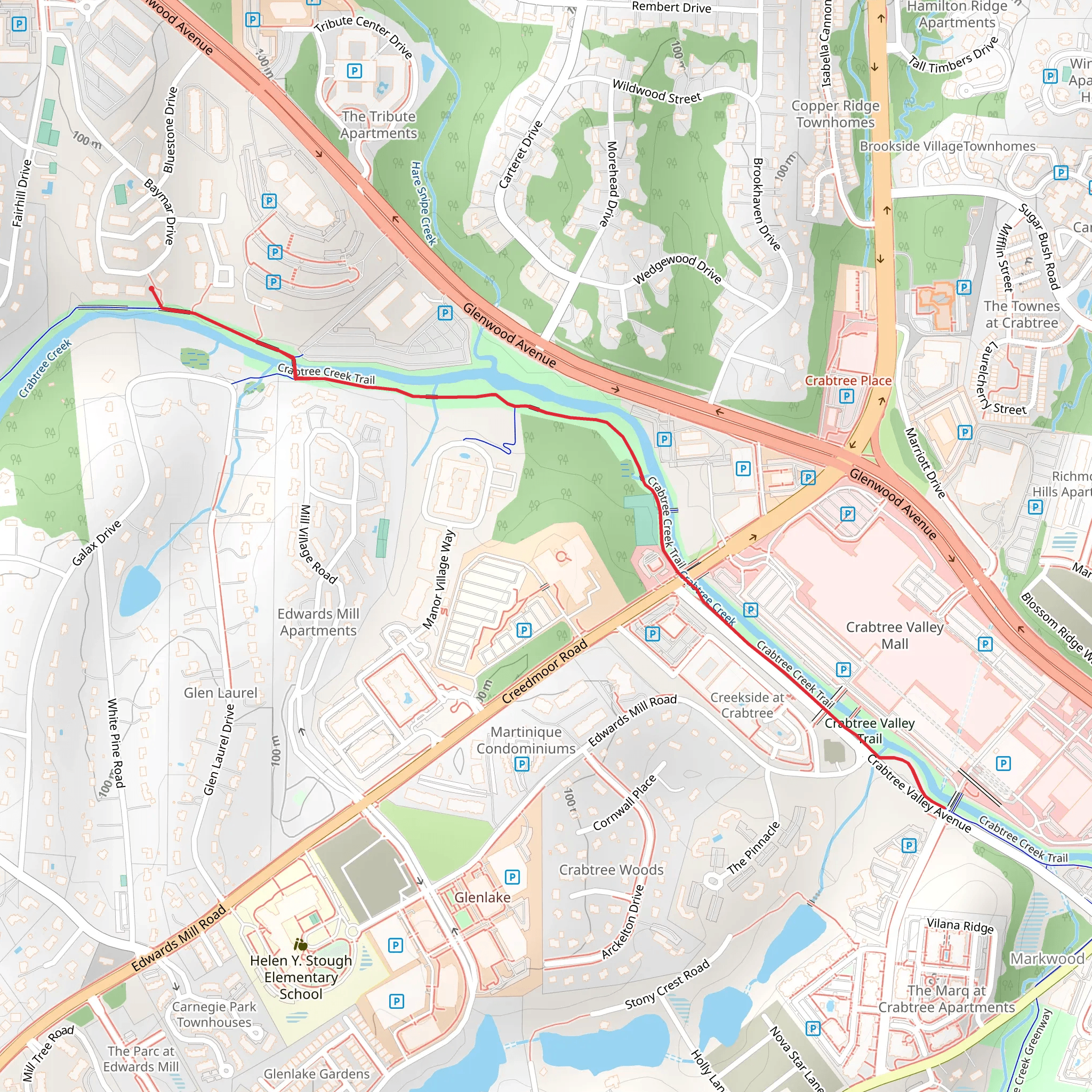 Crabtree Valley Trail mobile static map