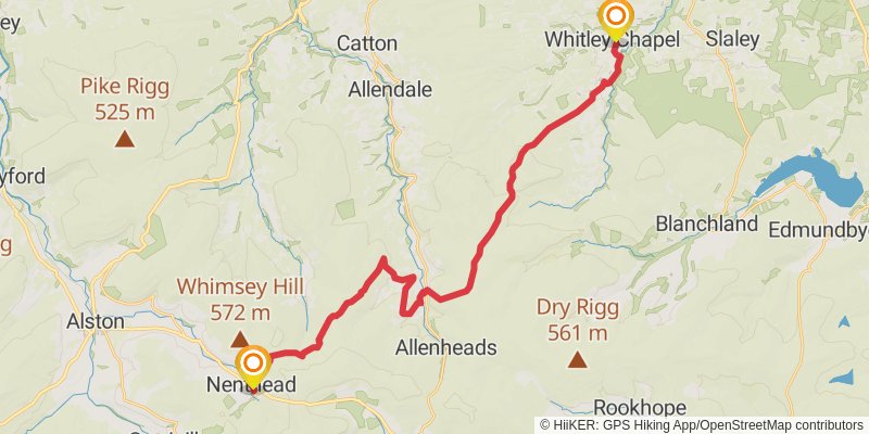 Ravenglass to Berwick - upon - Tweed Walk stage 9 Map