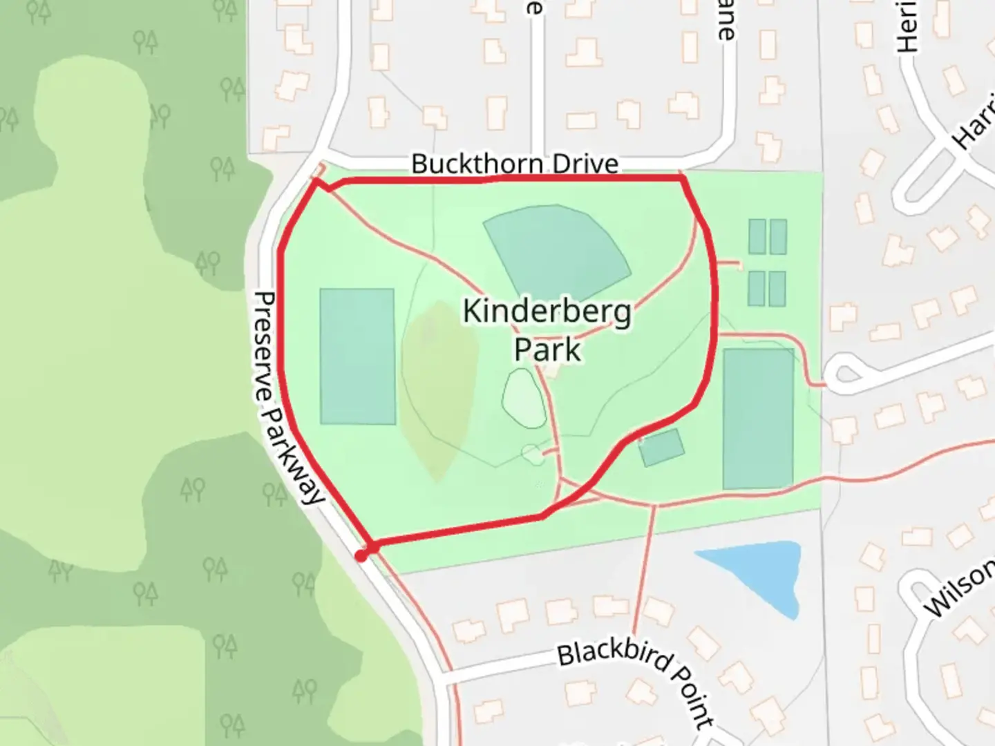 An image depicting the trail Kinderberg Park Loop and its surrounding area.