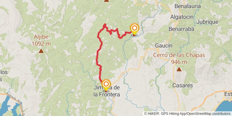 Andalucian Coast to Coast Walk stage 18 Map