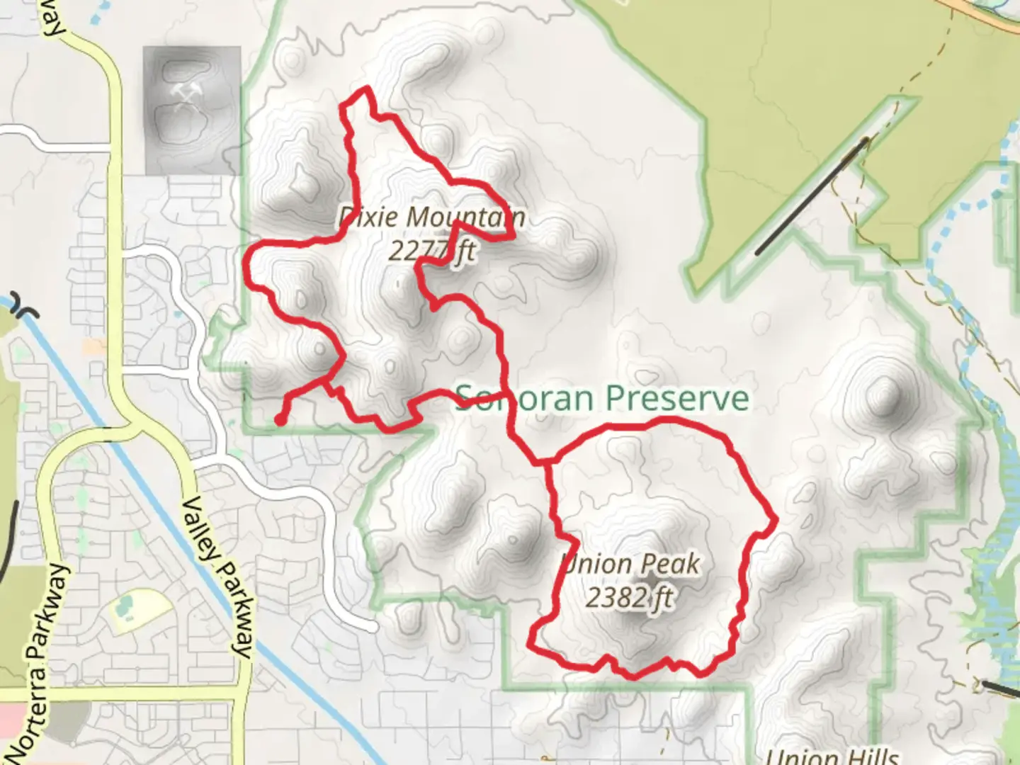 An image depicting the trail Desert Tortoise, Cactus Wren and Dixie Mountain Loop Trail and its surrounding area.