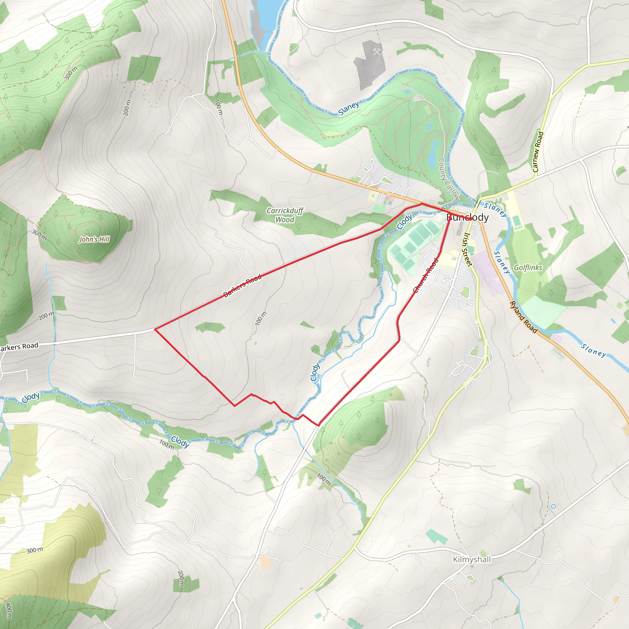 Clody Valley Long Lane Loop mobile static map