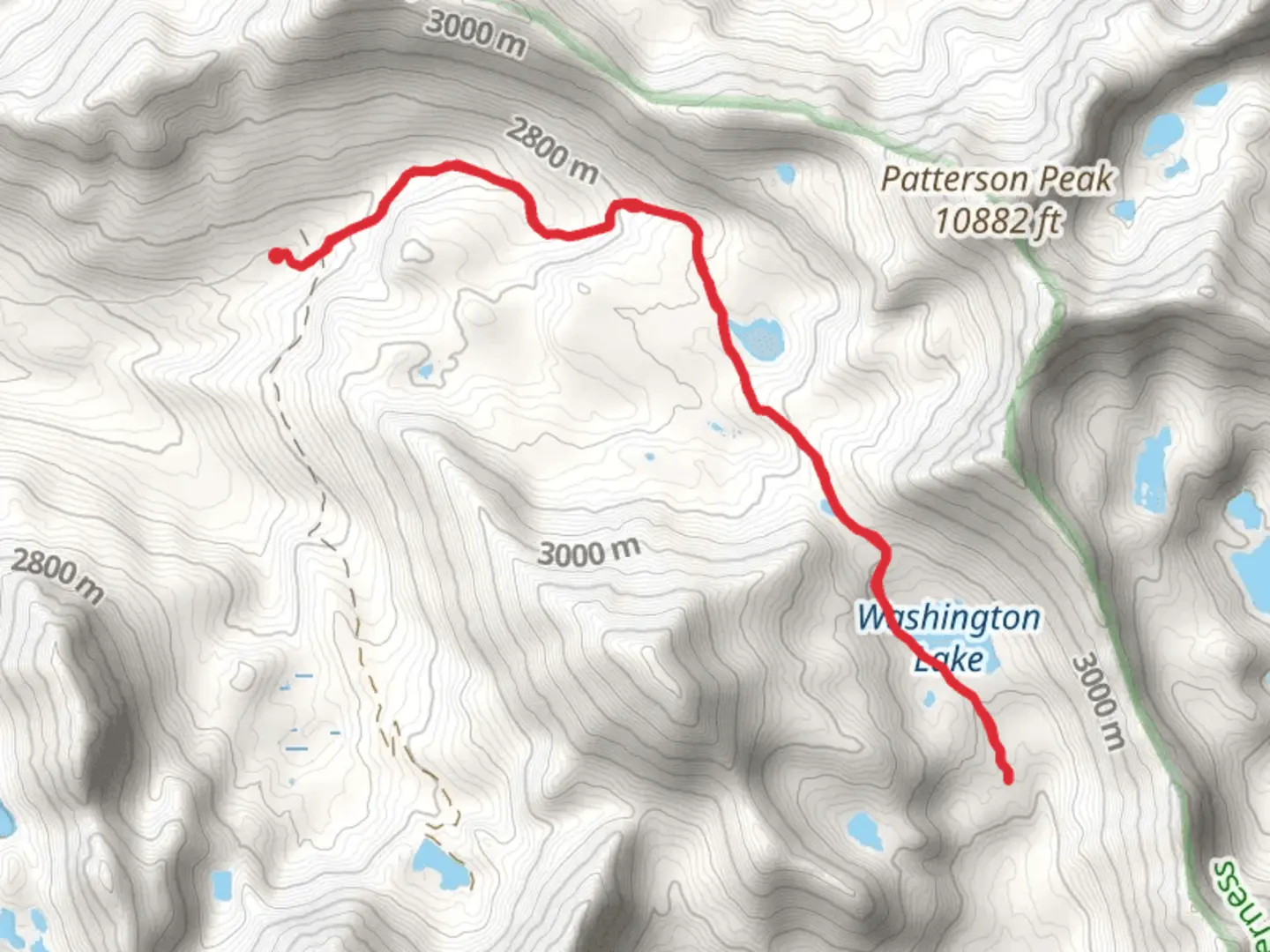 An image depicting the trail Washington Lake and Fourth of July Lake and its surrounding area.