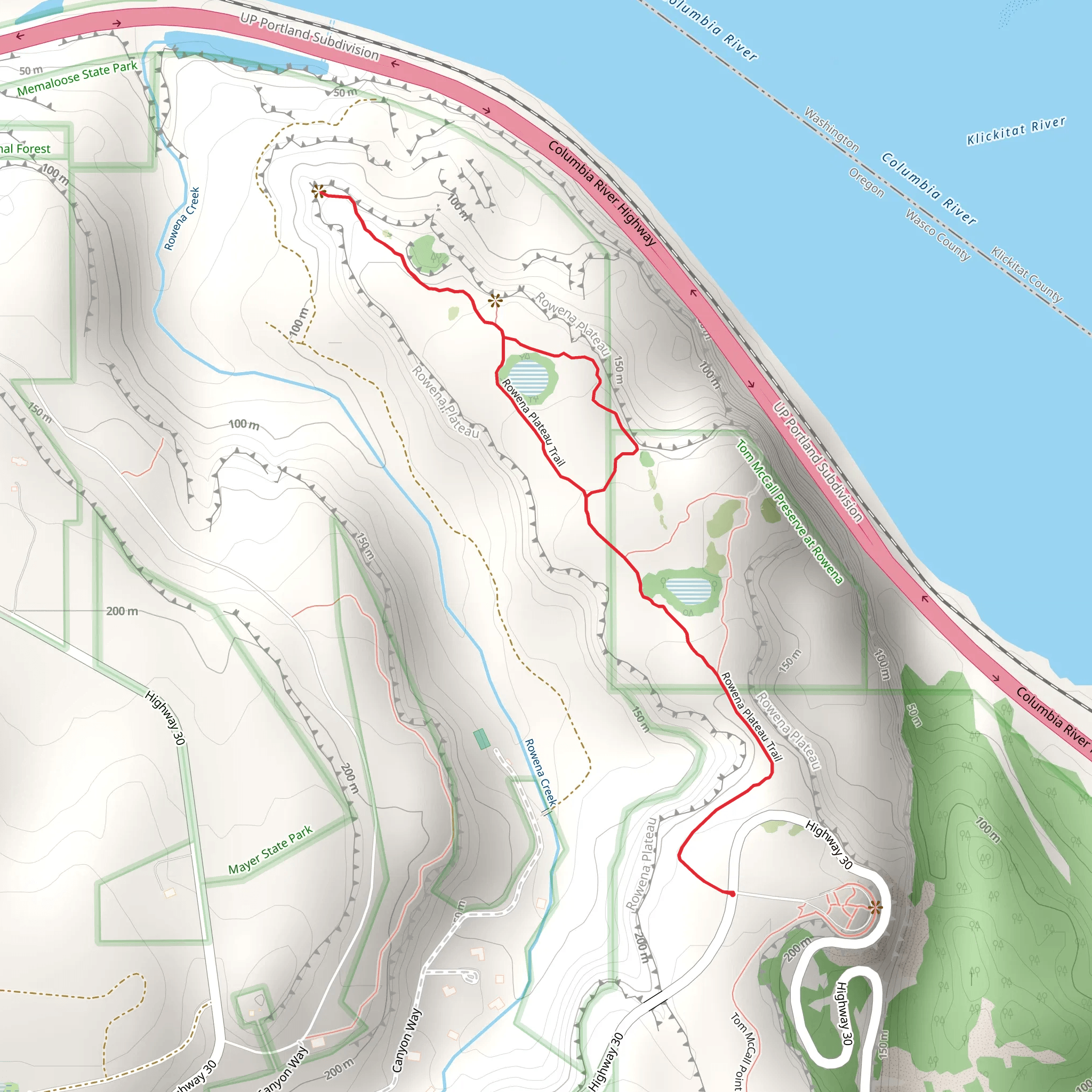 Rowena Plateau Loop mobile static map