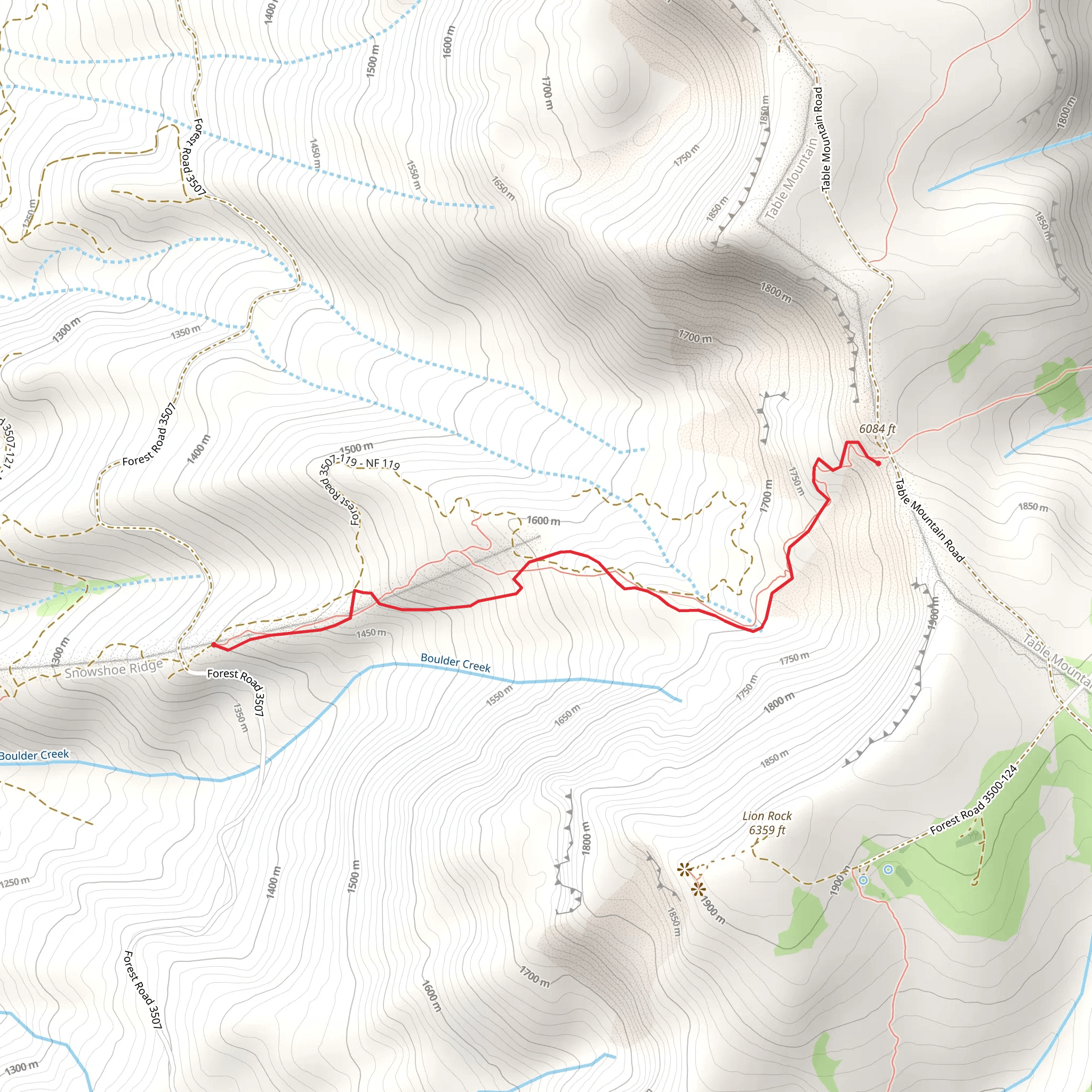 Showshoe Ridge Trail mobile static map