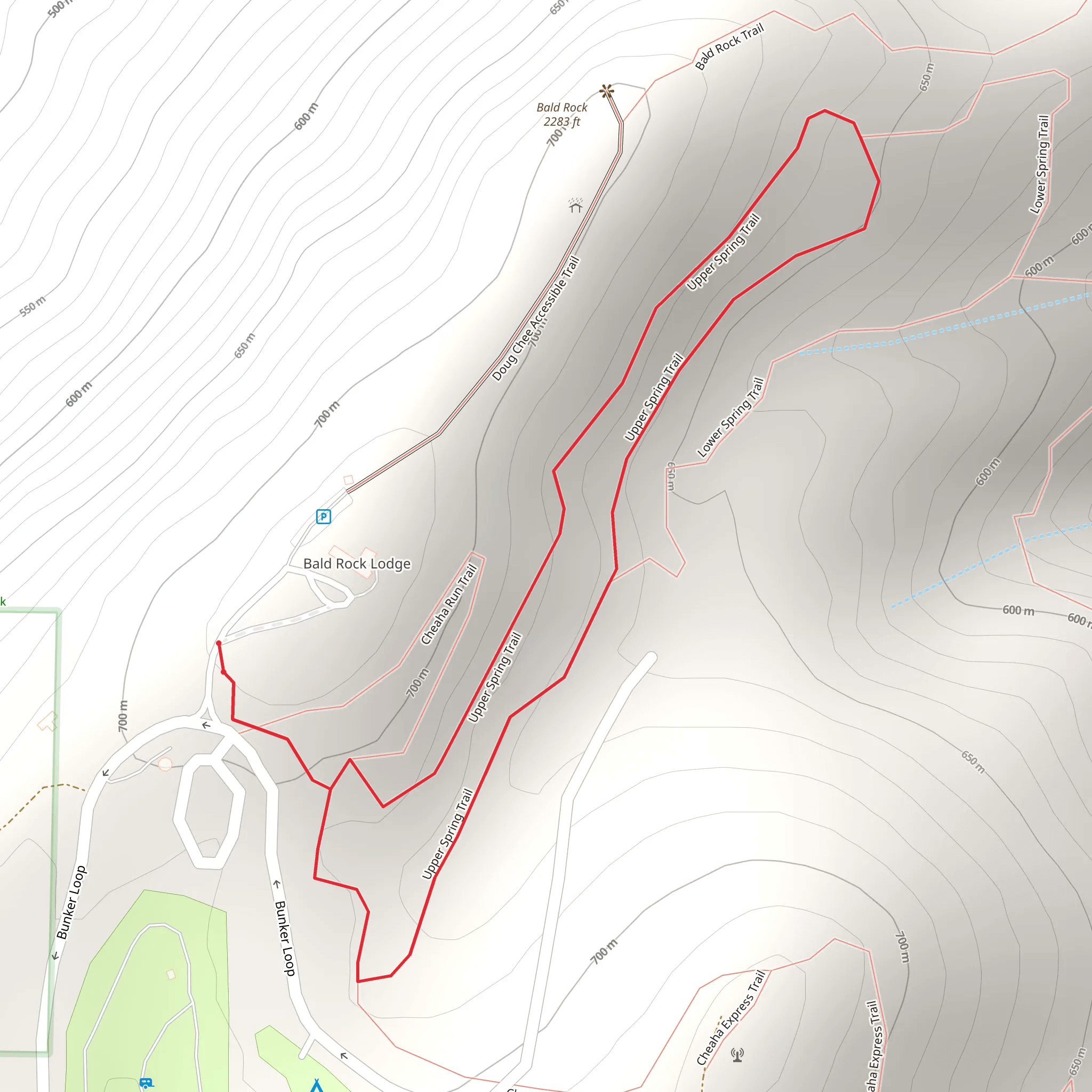 Cheaha Express and Upper Spring Loop Trail mobile static map