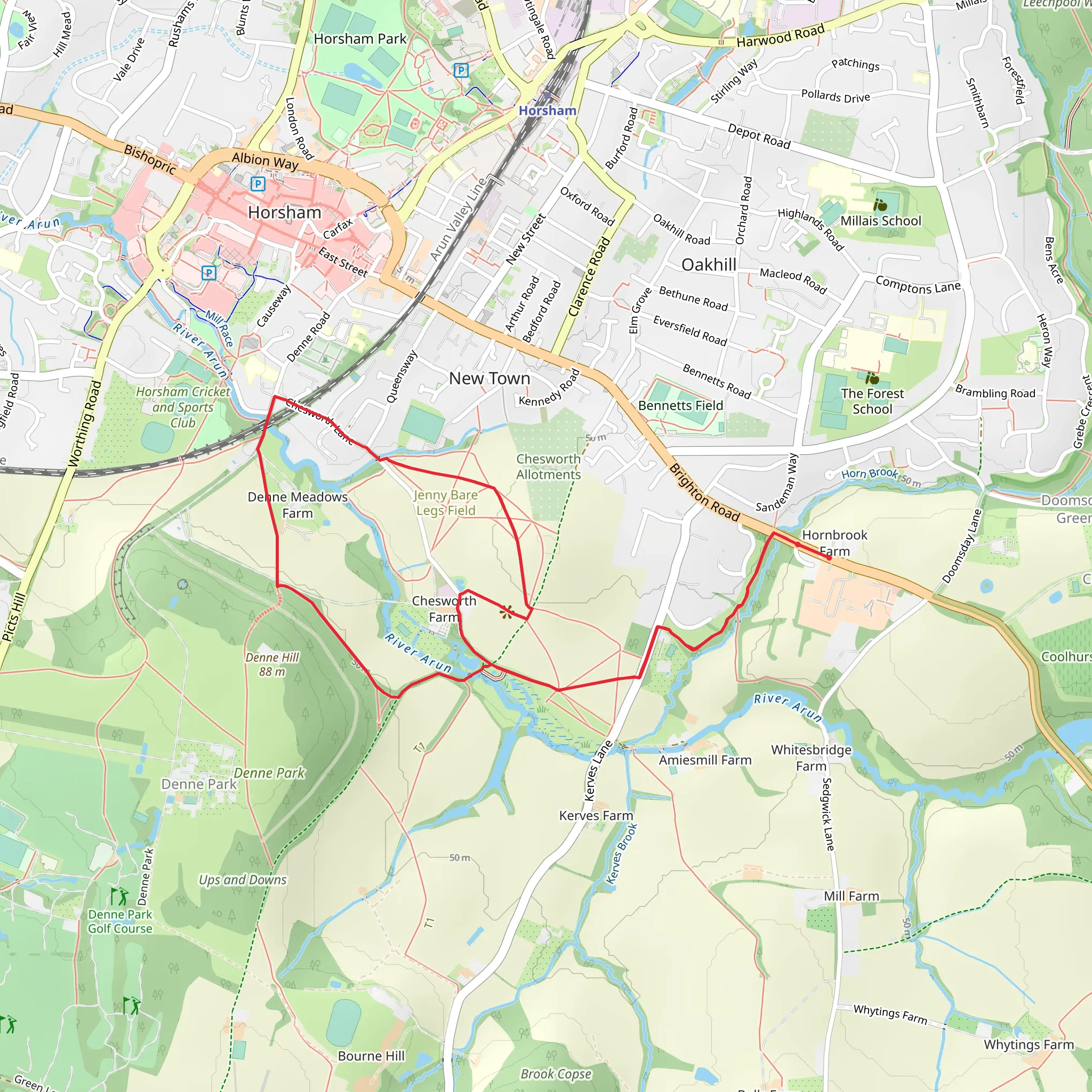 Riverside Walk and River Arun mobile static map