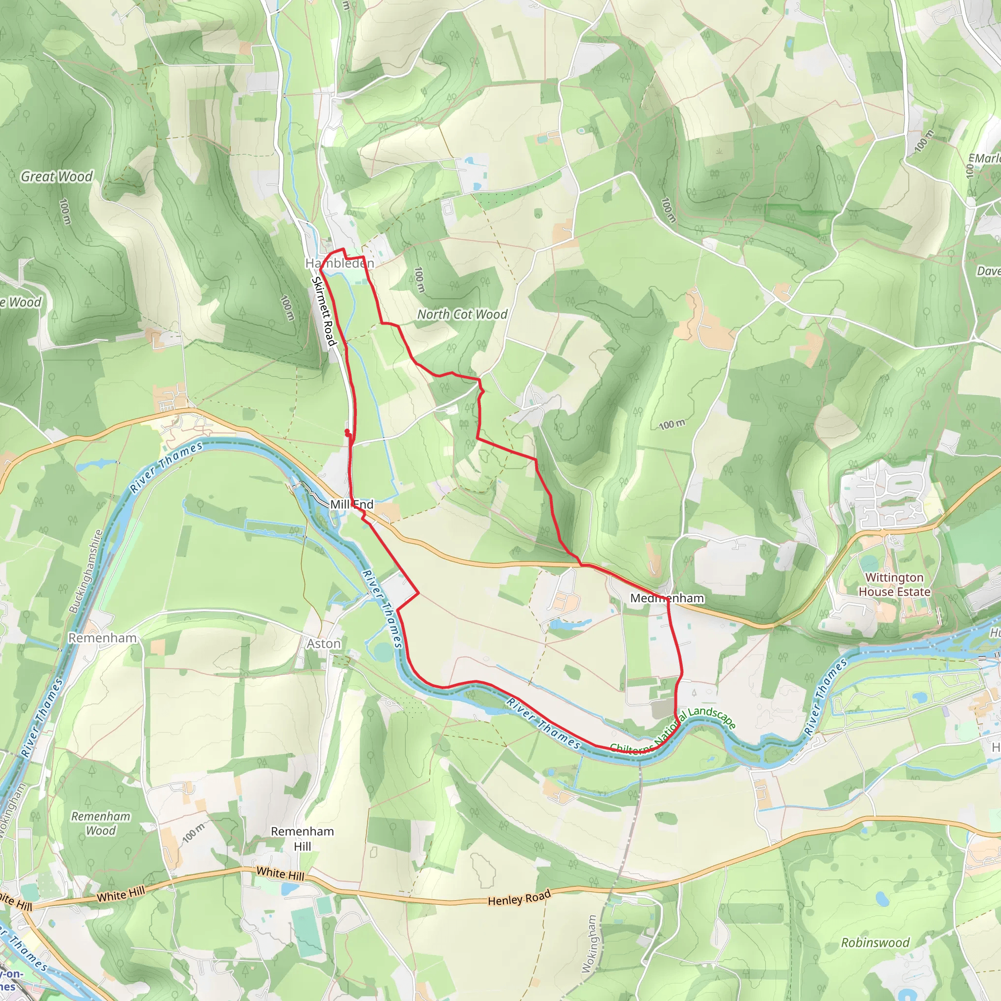 North Cot Wood, Killdown Bank and River Thames Walk mobile static map