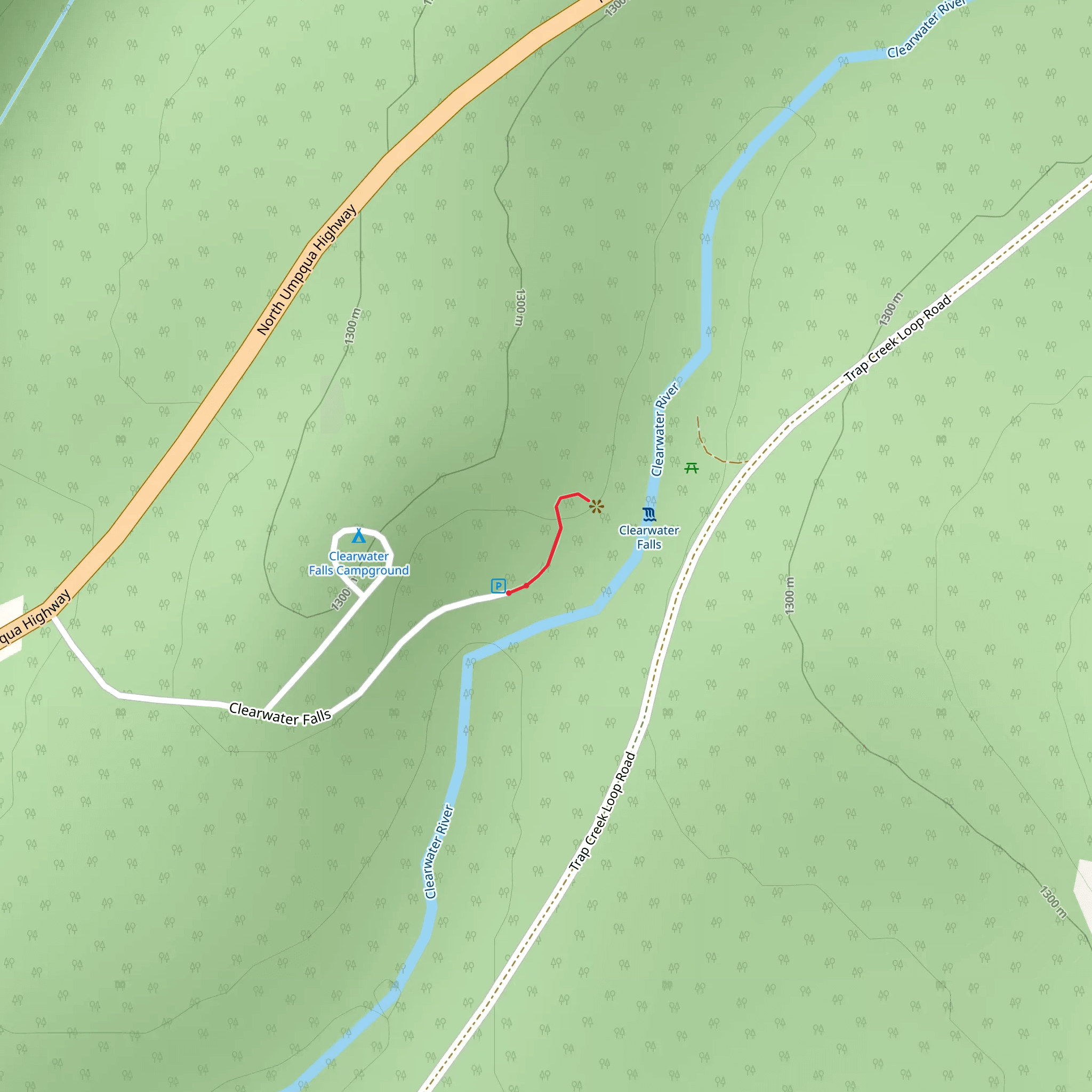 Clearwater Falls Out and Back mobile static map