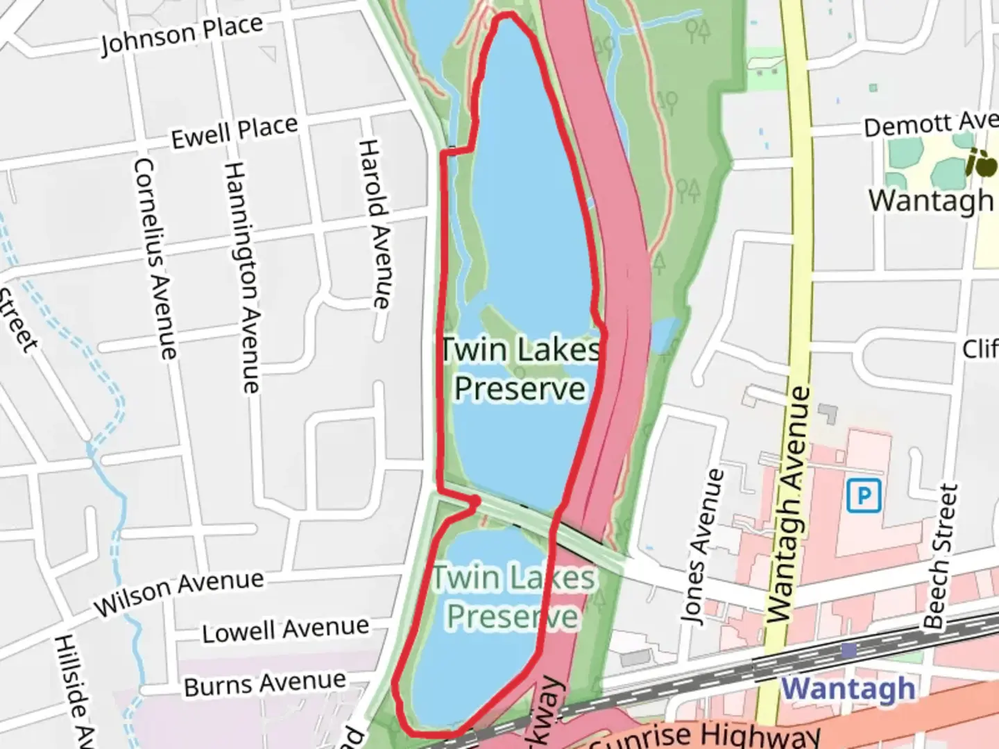 An image depicting the trail Wantagh Pond - Seaman Pond Loop and its surrounding area.