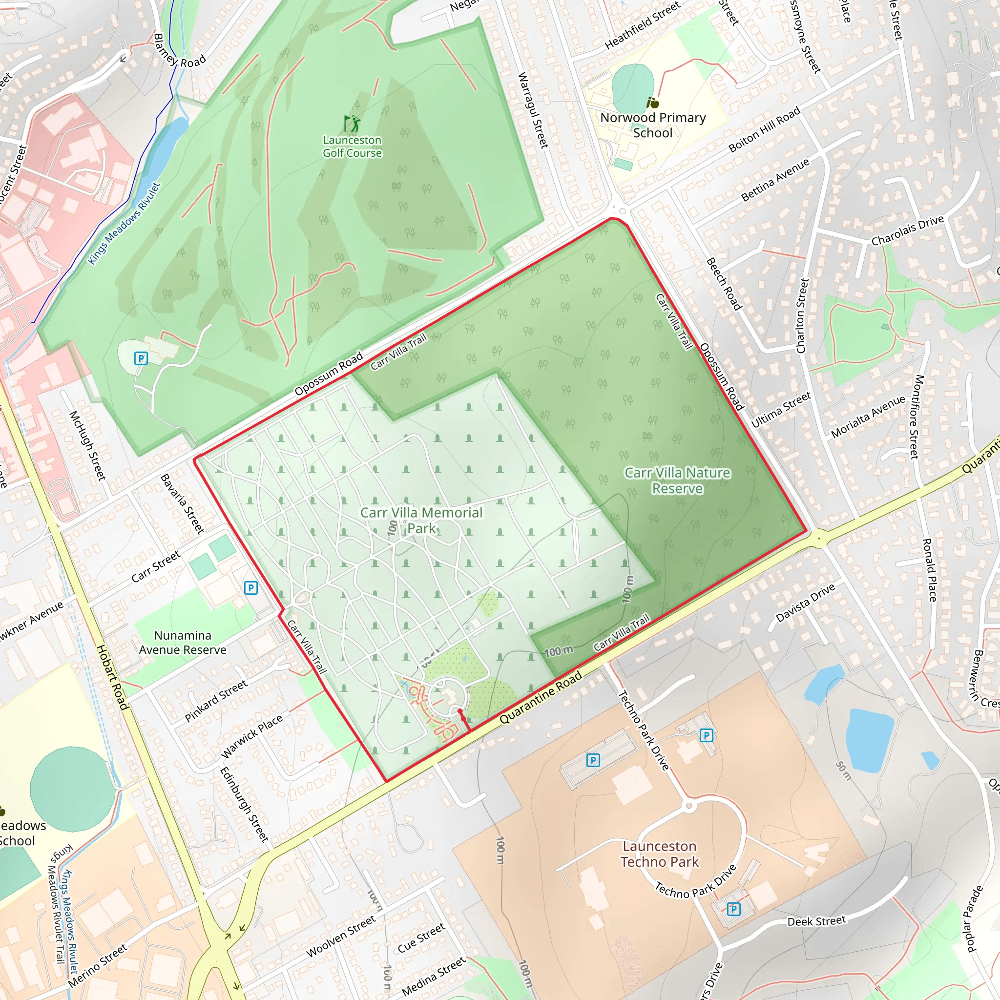 Carr Villa Trail mobile static map