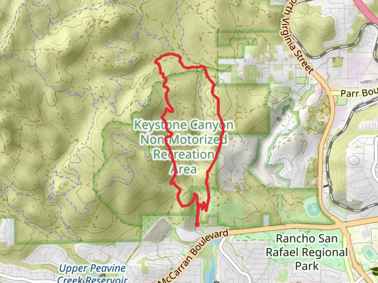 An image depicting the trail Poedunk Trail and Tad Dunbar Loop and its surrounding area.
