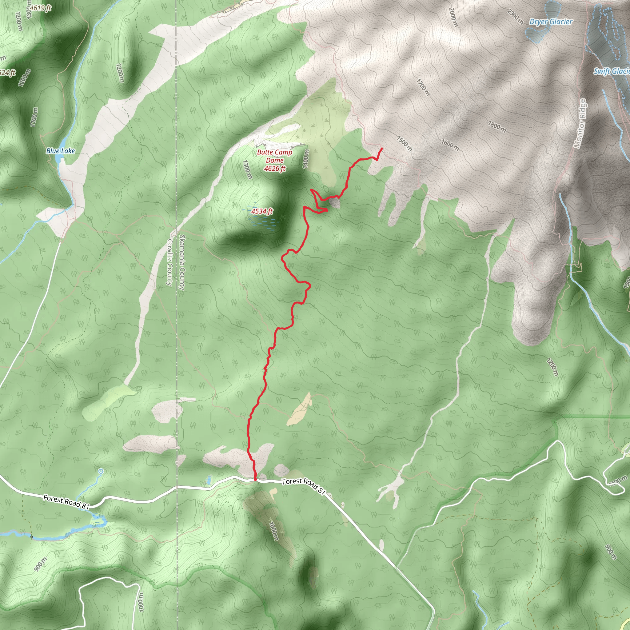 Butte Camp and Toutle Trail mobile static map