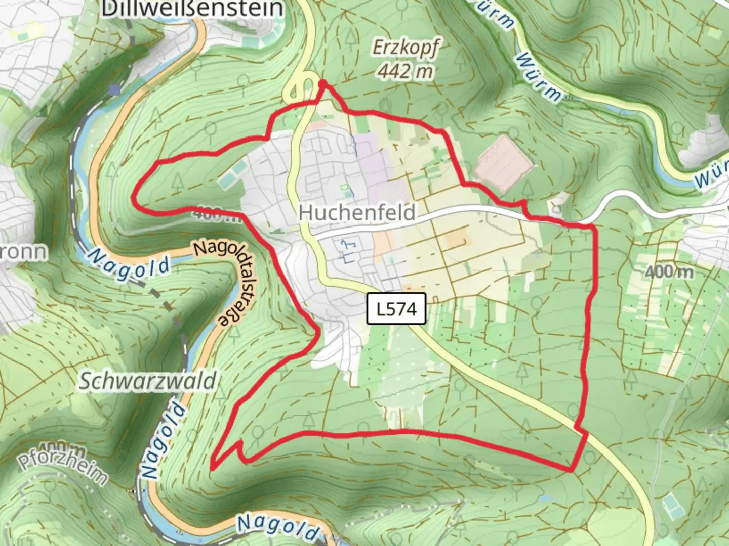 An image depicting the trail Binsenwald and Herrmannsklinge Loop and its surrounding area.