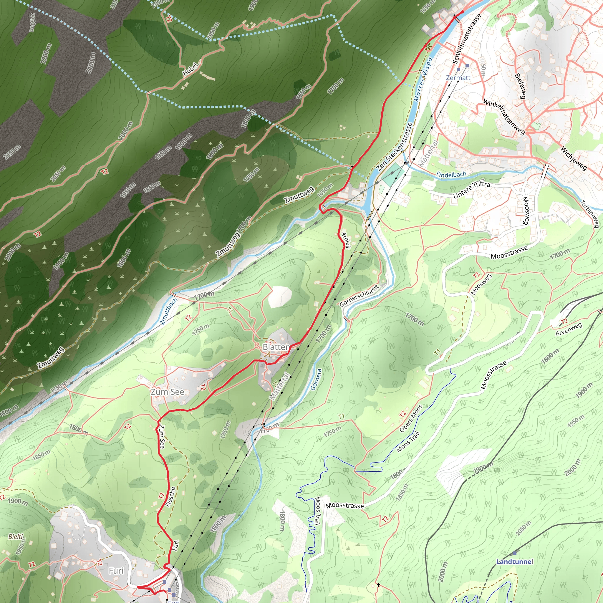 Zermatt-Furi via Blatten - Nr 118 mobile static map