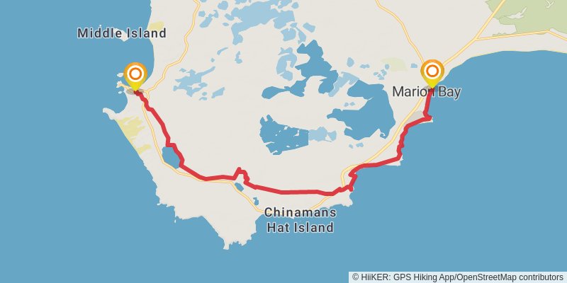 Marion Bay to Gleesons Landing Walk stage 1 Map