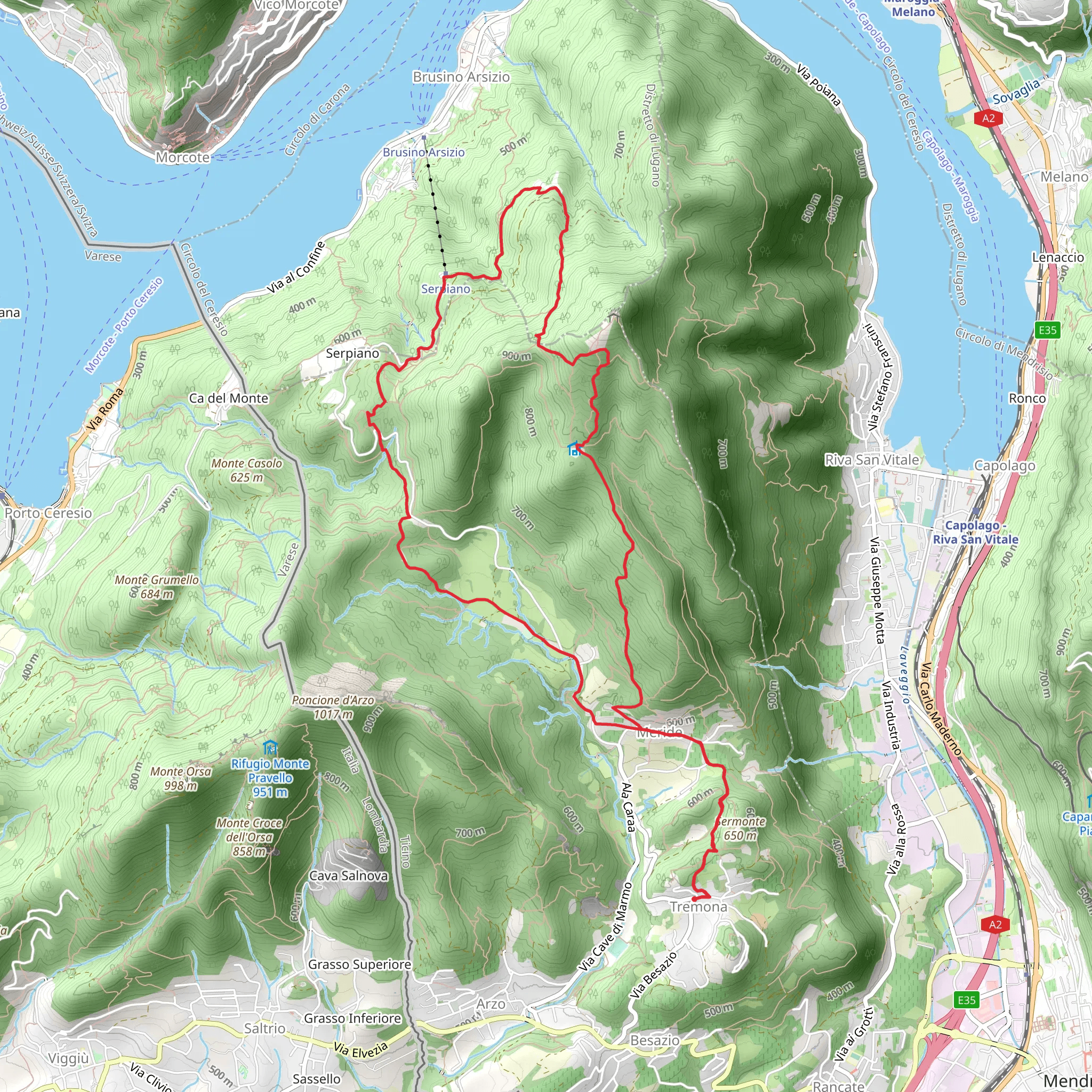 Sentiero del Monte San Giorgio mobile static map