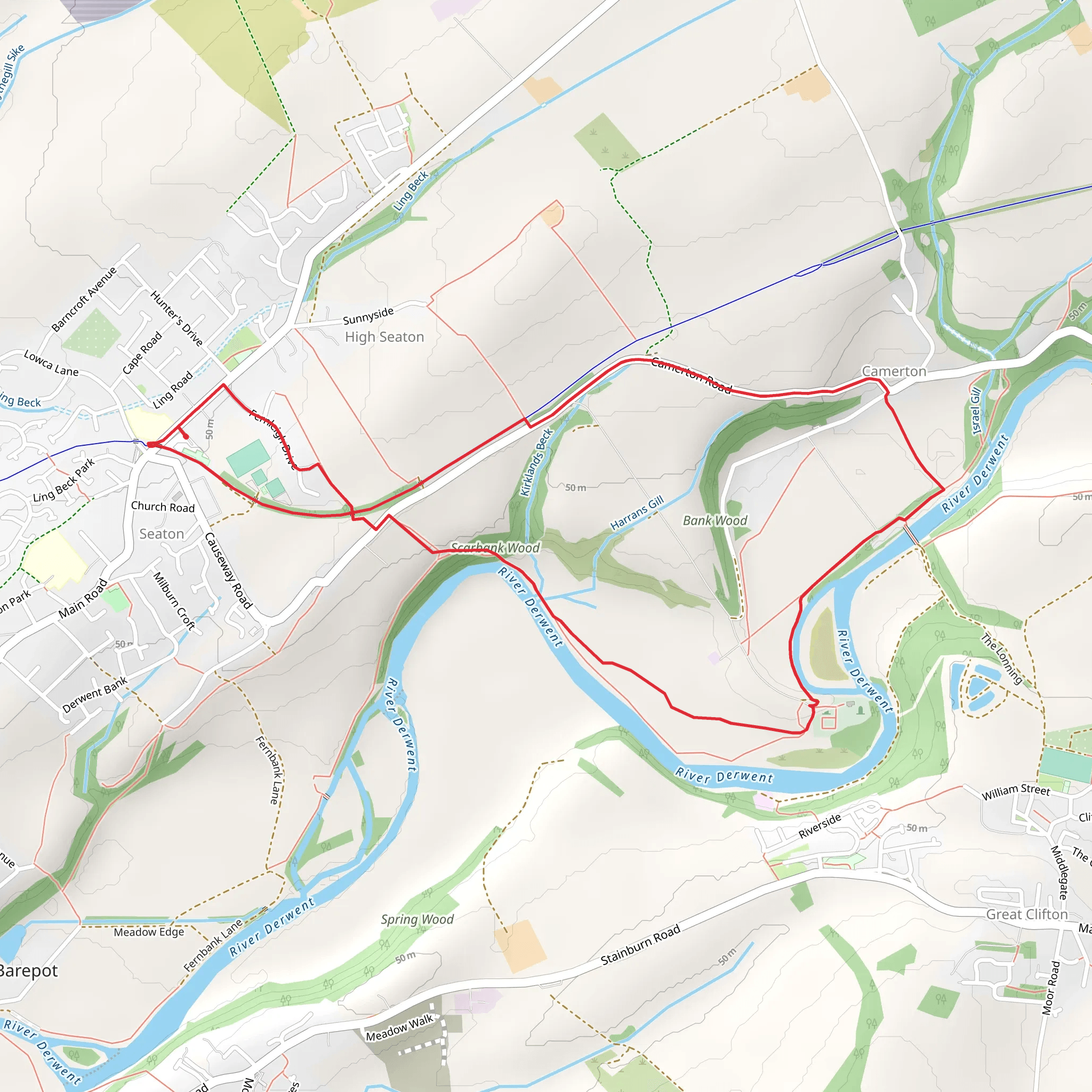 Seaton to Camerton Loop mobile static map
